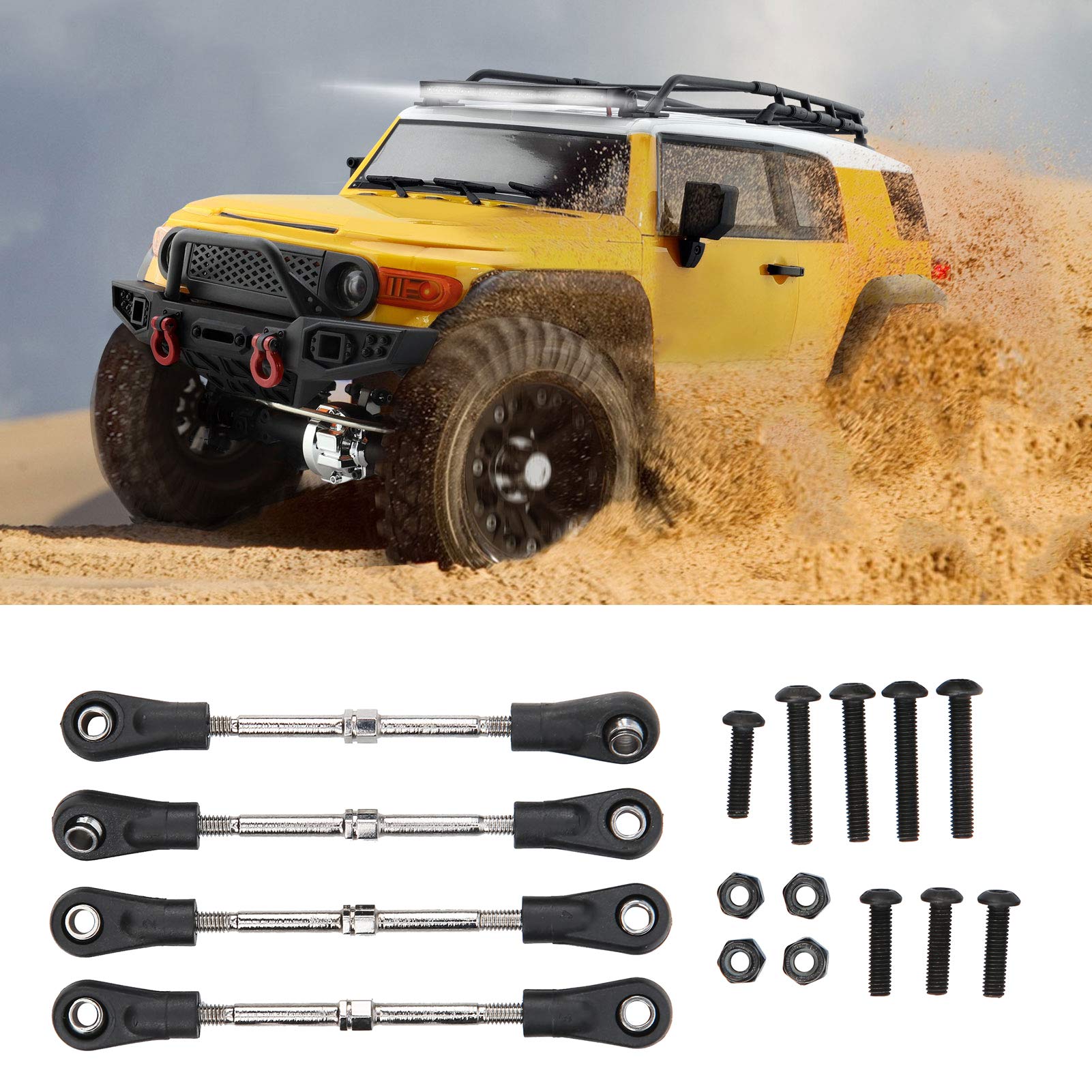 BTIHCEUOT RC Linkage Rod - Adjustable Steering Rod 68-77mm (4Pcs) for 1/10 RC Off-Road Cars | Metal & Plastic Construction | Perfect for Crawlers, Rock Racers & Trail Trucks