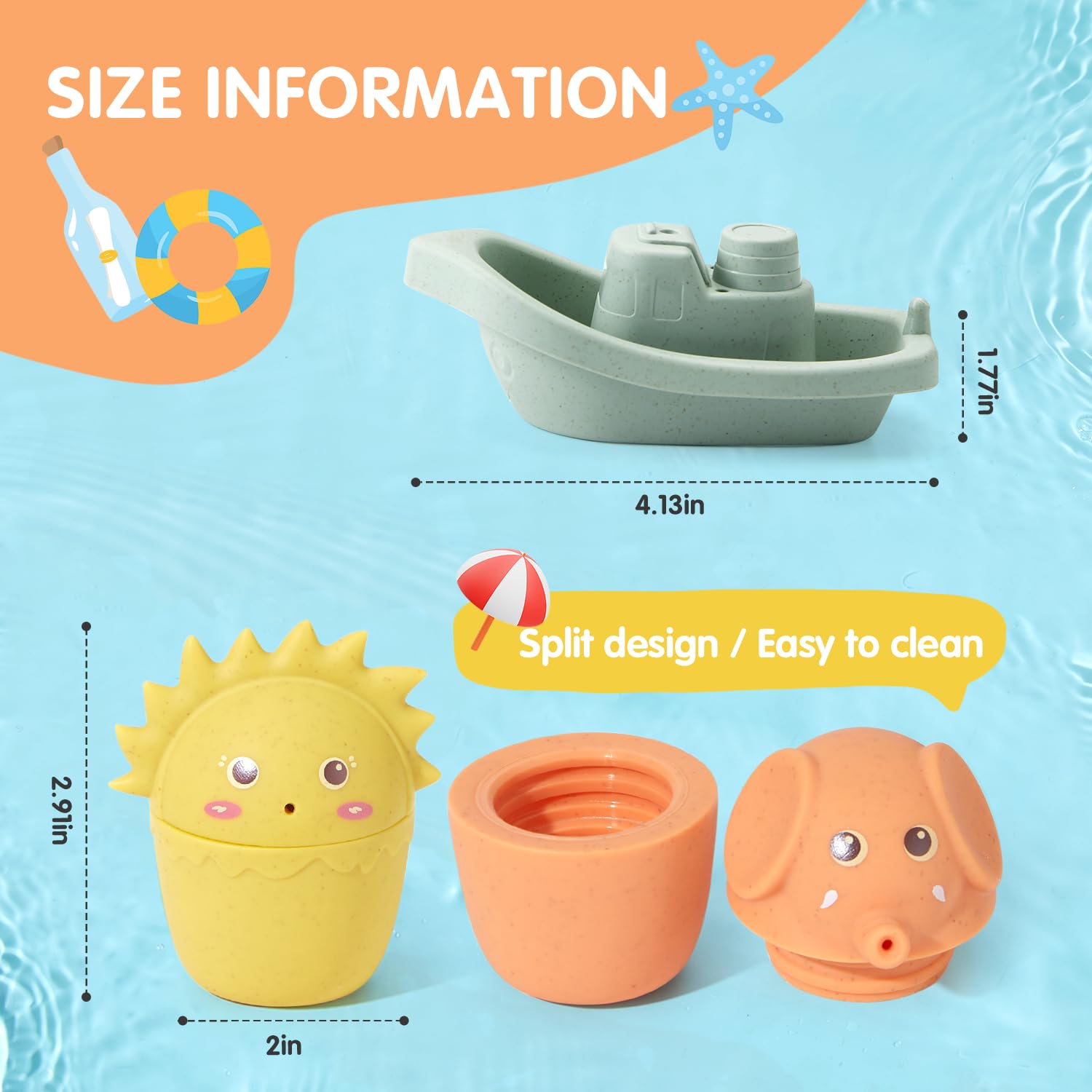 **11PCS Non-Toxic Baby Bath Toys - Stacking Boats & Animal Squirters for Sensory Play | Safe Bathtub & Pool Toys for Infants 6-12M & Toddlers 1-3Y | Educational Water Table Gift for Learning & Fun**    *(Perfect for bathtime, pool play, sensory development, and early learning activities!)*