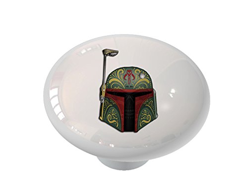 Sugar Skull Fett Ceramic Drawer Knob - Hand-Painted Mexican Style Cabinet Hardware for Kitchen, Bathroom & Furniture (Set of 1) - Perfect for Day of the Dead Decor, Gothic Home Accents & DIY Cabinet Makeovers