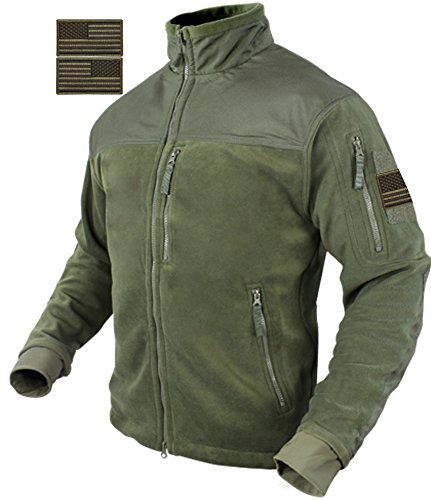 Condor Alpha Micro Fleece Jacket with Patches Bundle - 3 Pack Warm Military Style Fleece Jackets for Outdoor Camping & Hiking