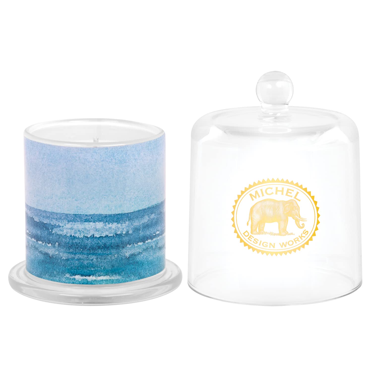Michel Design Works Cloche Candle - Deep Water Scented Soy Wax Candle for Home Decor, Gifts & Relaxation - Perfect for Bathrooms, Bedrooms and Spa Nights