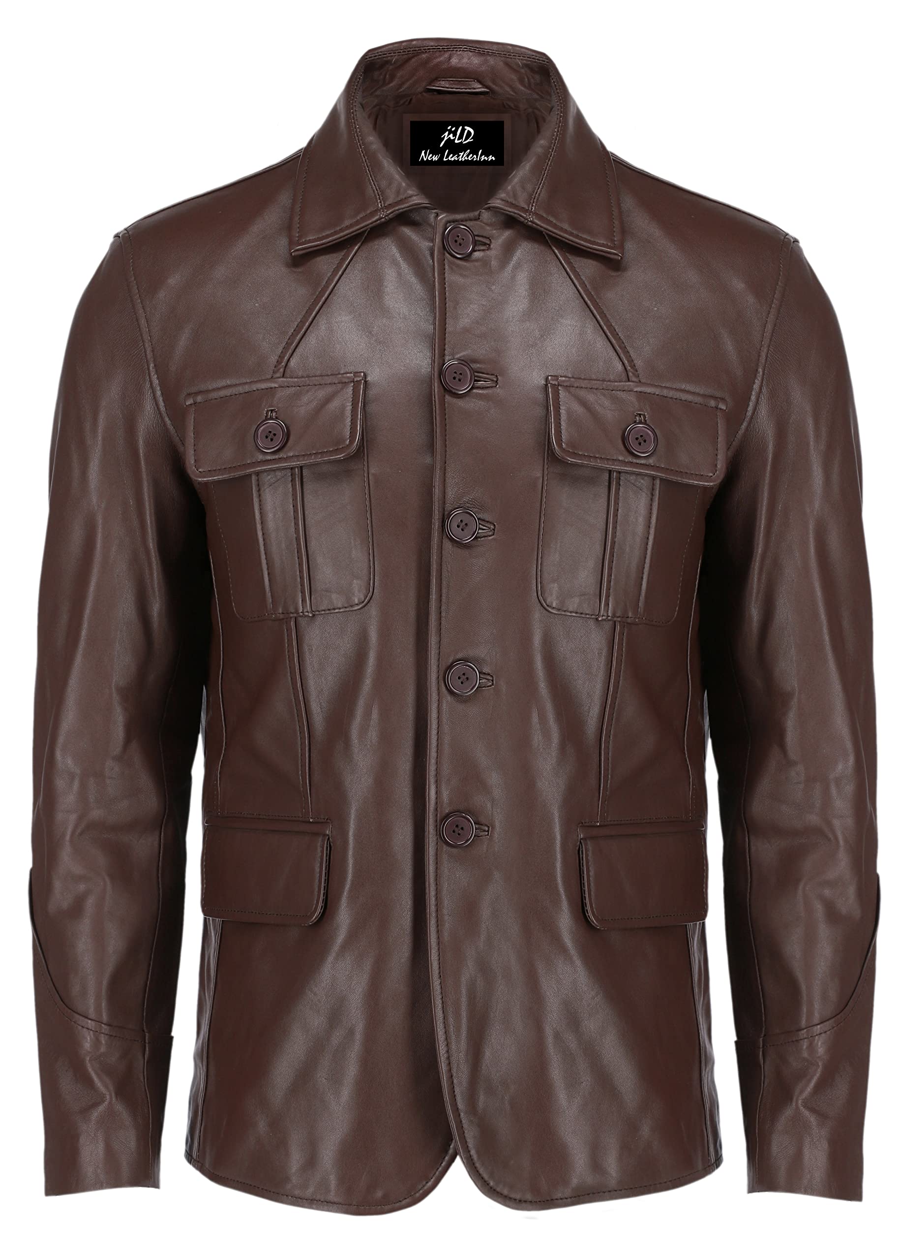 Premium Lambskin Leather Jacket for Men - Classic Notched Collar Bond Style Casual Blazer | Formal & Smart Casual Wear | Office, Date Night, Special Occasions