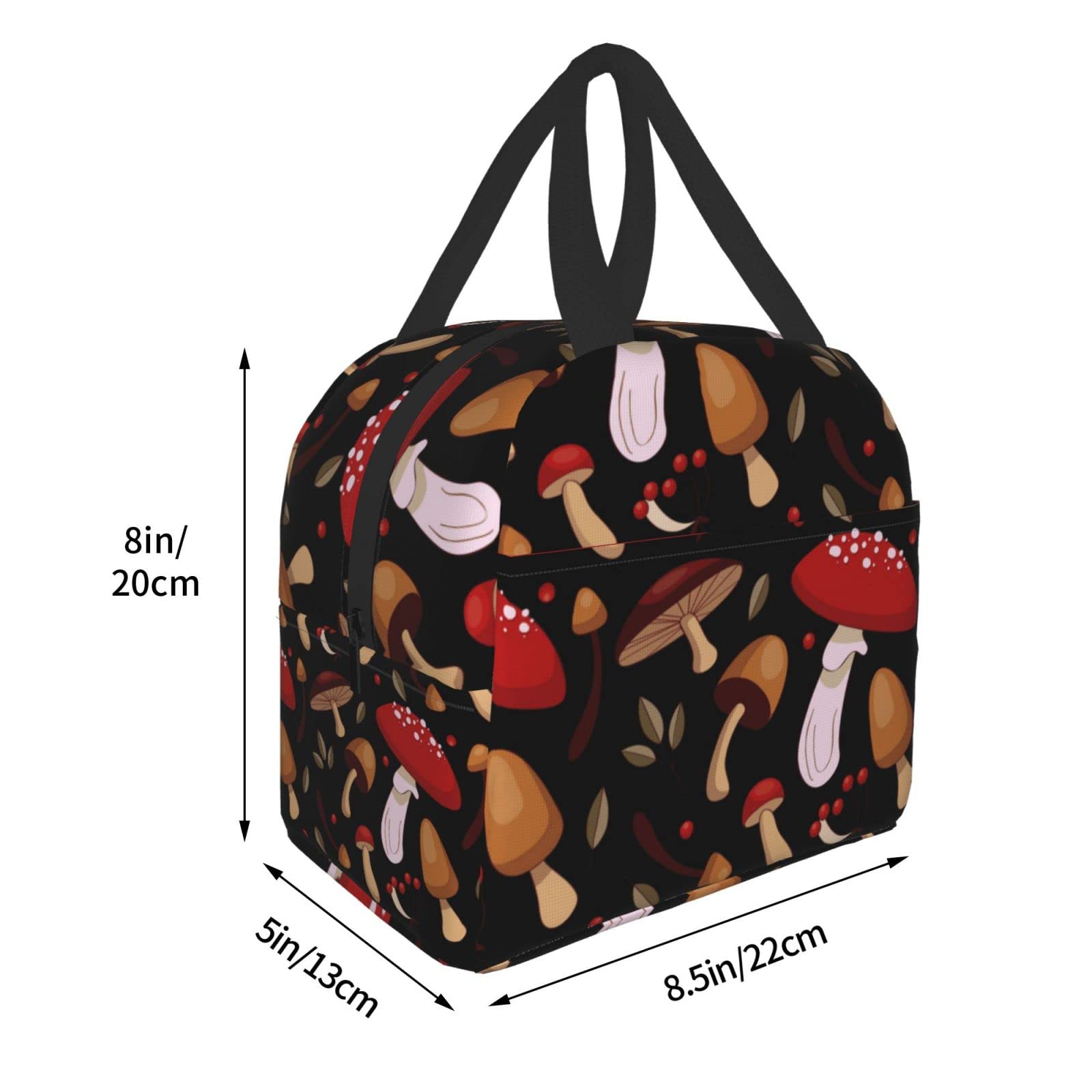 Insulated Lunch Bag with Cute Mushroom Print - Reusable & Leak-Proof Meal Container for Work, School, Travel & Picnic | Portable Tote for Men & Women | BPA-Free Food Storage
