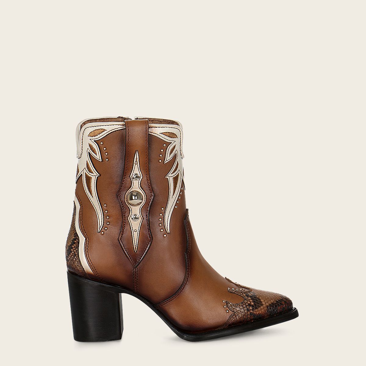 **Women's Western Cowgirl Ankle Boots - Genuine Python Skin & Honey Color | Perfect for Rodeo, Country Dance & Casual Wear**