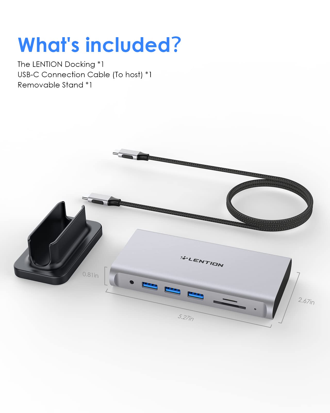 LENTION USB C Docking Station 100W Power Delivery - 4K HDMI, VGA, Gigabit Ethernet, SD/TF Card Reader, 3 USB 3.0 Ports, 3.5mm Aux Adapter for MacBook Pro/Air, Surface, Steam Deck, Dell, HP (CB-D55, Silver) - Perfect for Home Office, Gaming & Multi-Monitor Setup