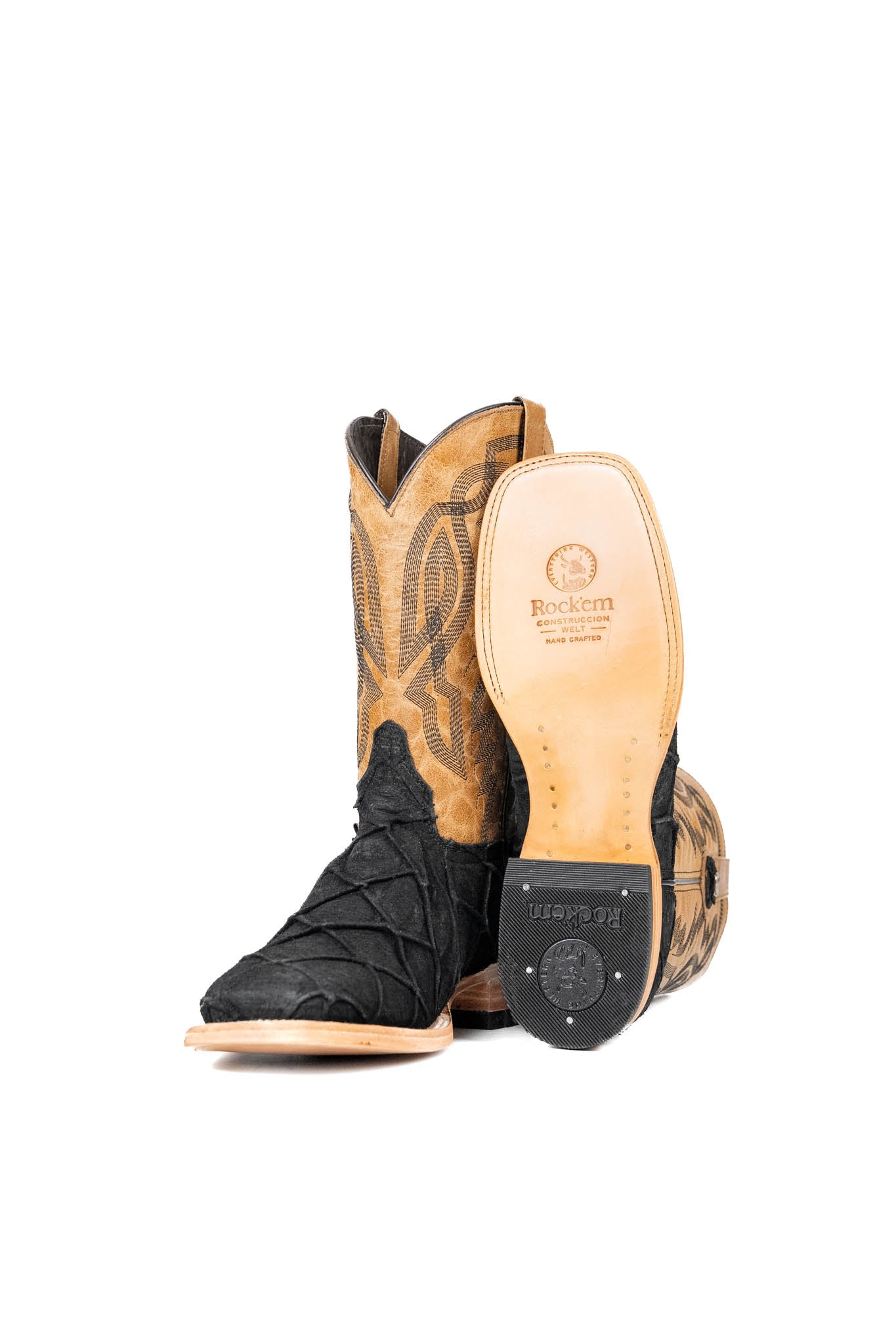 Renegade Big Bass Pirarucu Square Toe Cowboy Boots for Men - Western Style Leather Work Boots for Country Dancing, Rodeo & Outdoor Adventures