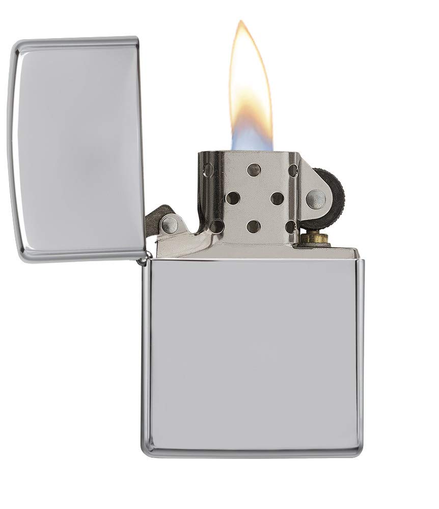 Zippo 250 Classic High Polish Chrome Windproof Pocket Lighter - Refillable & Durable for Outdoor Camping, Hiking, Survival & Everyday Carry (EDC)