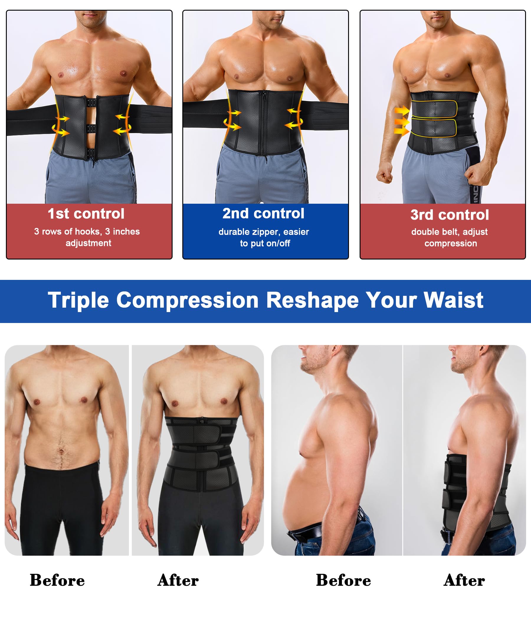 Men's Waist Trainer Trimmer - Tummy Control Shapewear with Neoprene Sweat Belt for Slimming & Body Shaping - Perfect for Workouts, Postpartum Recovery & Everyday Wear