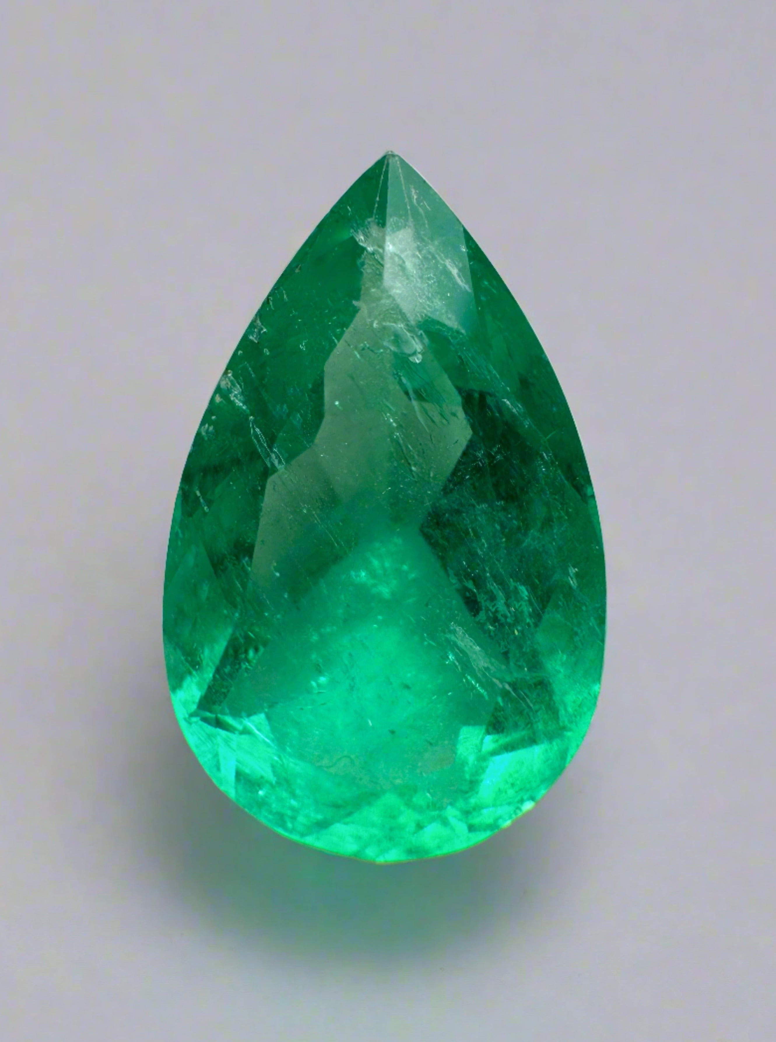 5.27 Carat 16x10mm Medium Green Natural Loose Colombian Emerald Pear Cut Gemstone for Jewelry Making, Engagement Rings & Luxury Gifts