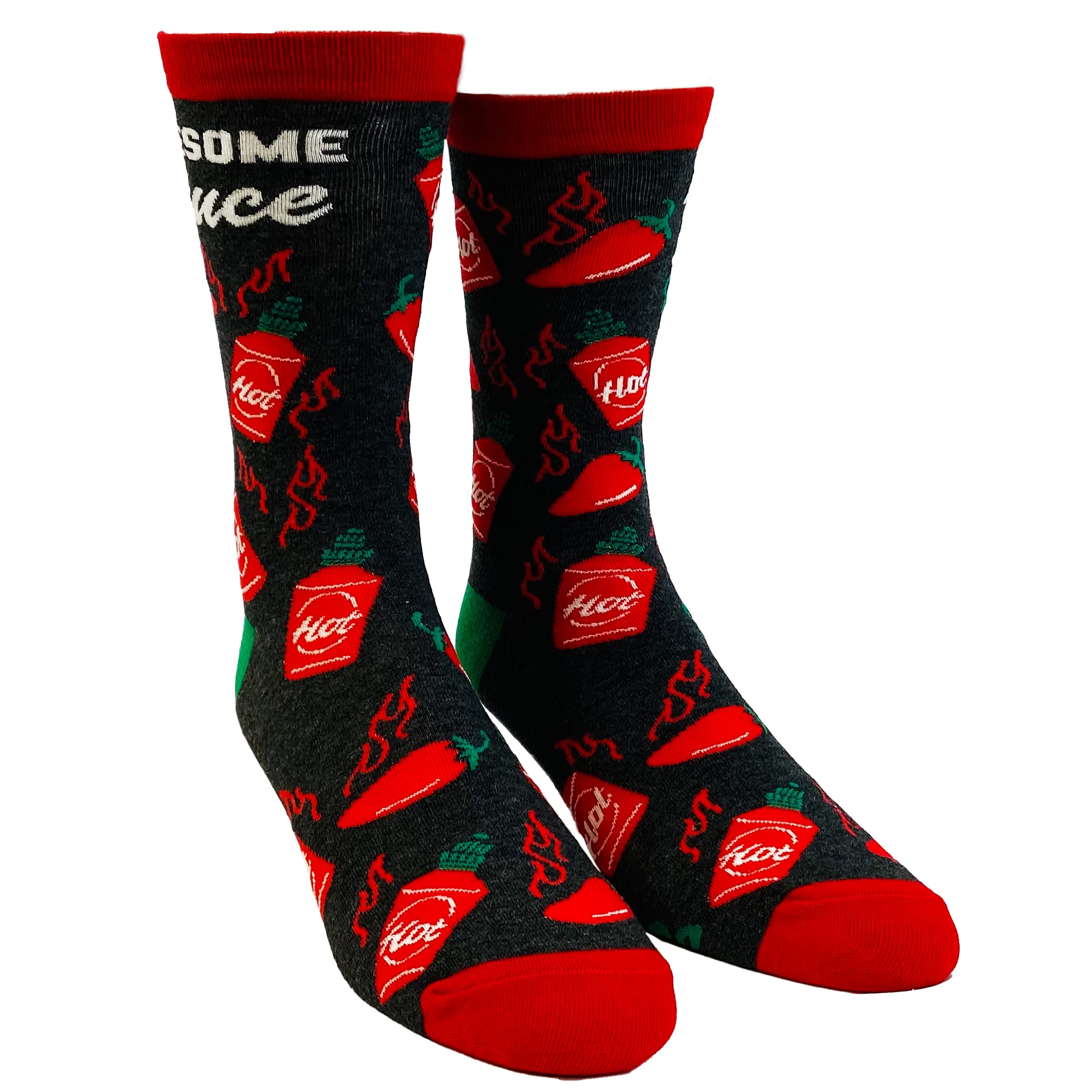 Funny Spicy Hot Sauce Lover Socks for Women - Crazy Dog T-Shits Novelty Graphic Footwear - Perfect for Cooking Enthusiasts & Hot Sauce Fans