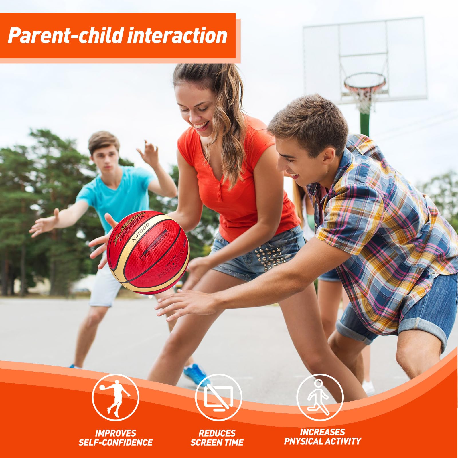 M.A.K XJ1000 Basketball Size 5-7 - Durable Indoor/Outdoor Training Ball for Courts & Backyard