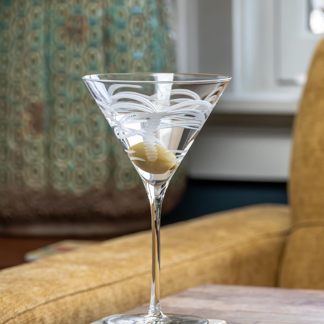 10oz Palm Tree Martini Glasses Set of 4 - Tropical Party Cocktail Glasses for Margaritas, Martinis & Summer Drinks