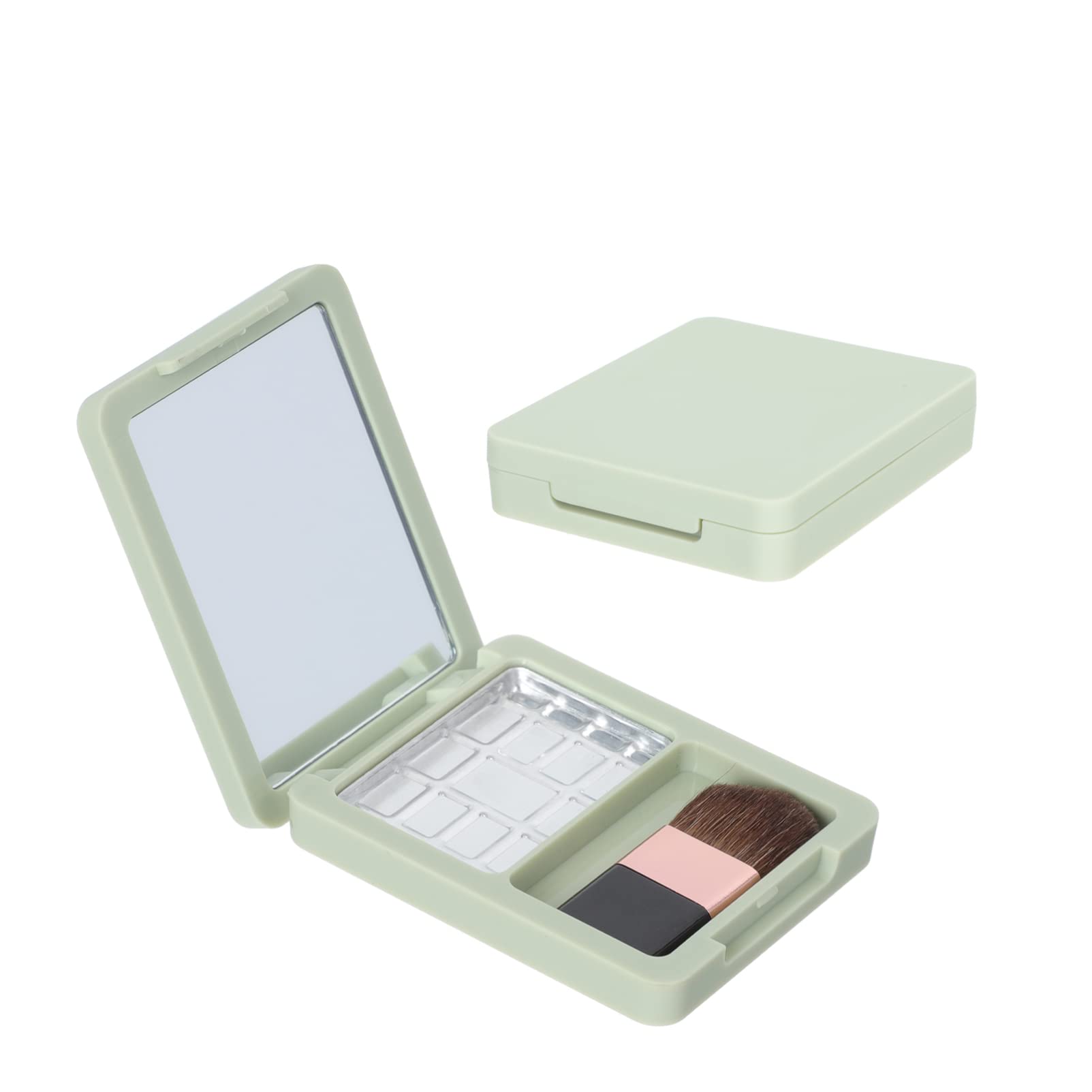 Healifty 2-Piece Empty Makeup Palette with Brush - Perfect for Eyeshadow, Blush, Powder & Highlighter - Portable Cosmetic Organizer for Travel & Professional Makeup Artists