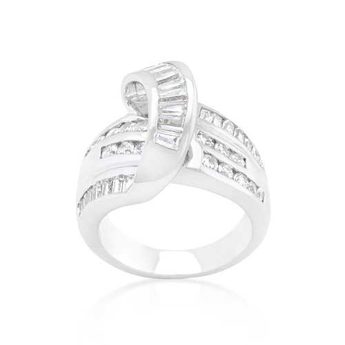 Channel Set Overlap Ring - Elegant Stackable Diamond Ring for Women, Perfect for Weddings, Anniversaries & Special Occasions