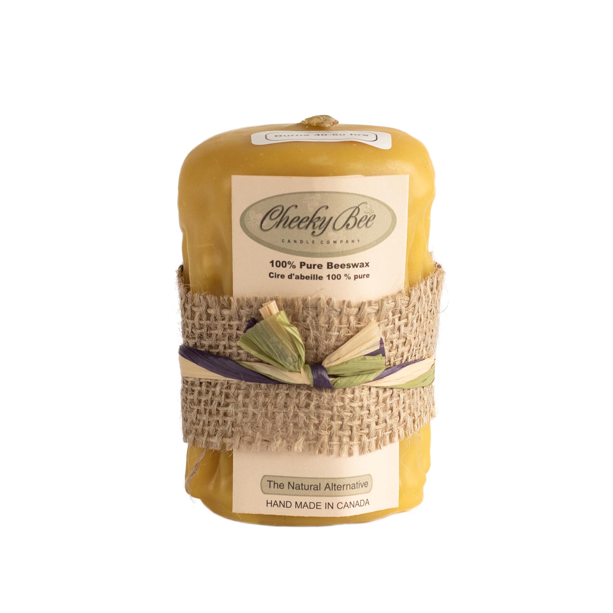 Premium Hand-Poured Beeswax Pillar Candle - Gold Drip Design (2.5