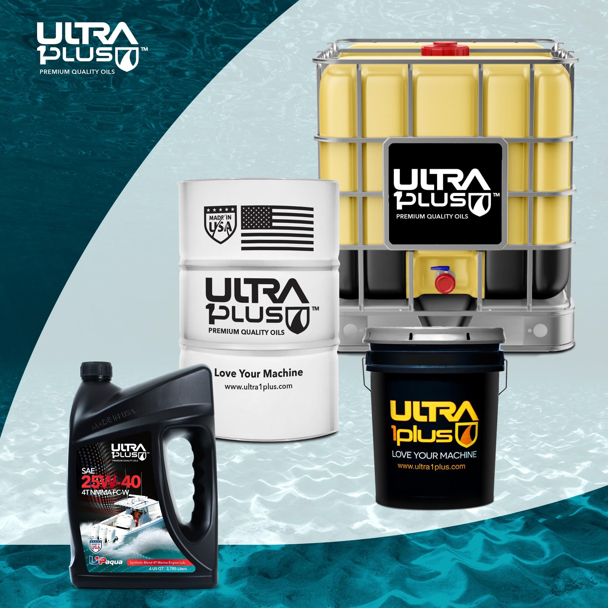 Premium U1P-Aqua SAE 25W-40 Synthetic Blend 4T Marine Engine Oil - NMMA FC-W Certified (4 Gallon) for Outboard Motors, Jet Skis & Marine Engines - Ideal for Saltwater & Freshwater Boating