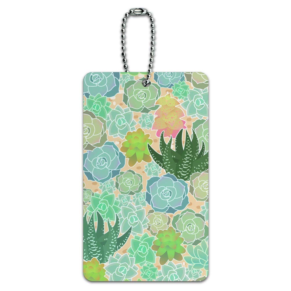 Succulent Cactus Aloe Plants Pattern Luggage Tag - Durable Carry-On ID Tag for Suitcases & Travel Bags - Perfect for Vacation, Business Trips & Airport Identification