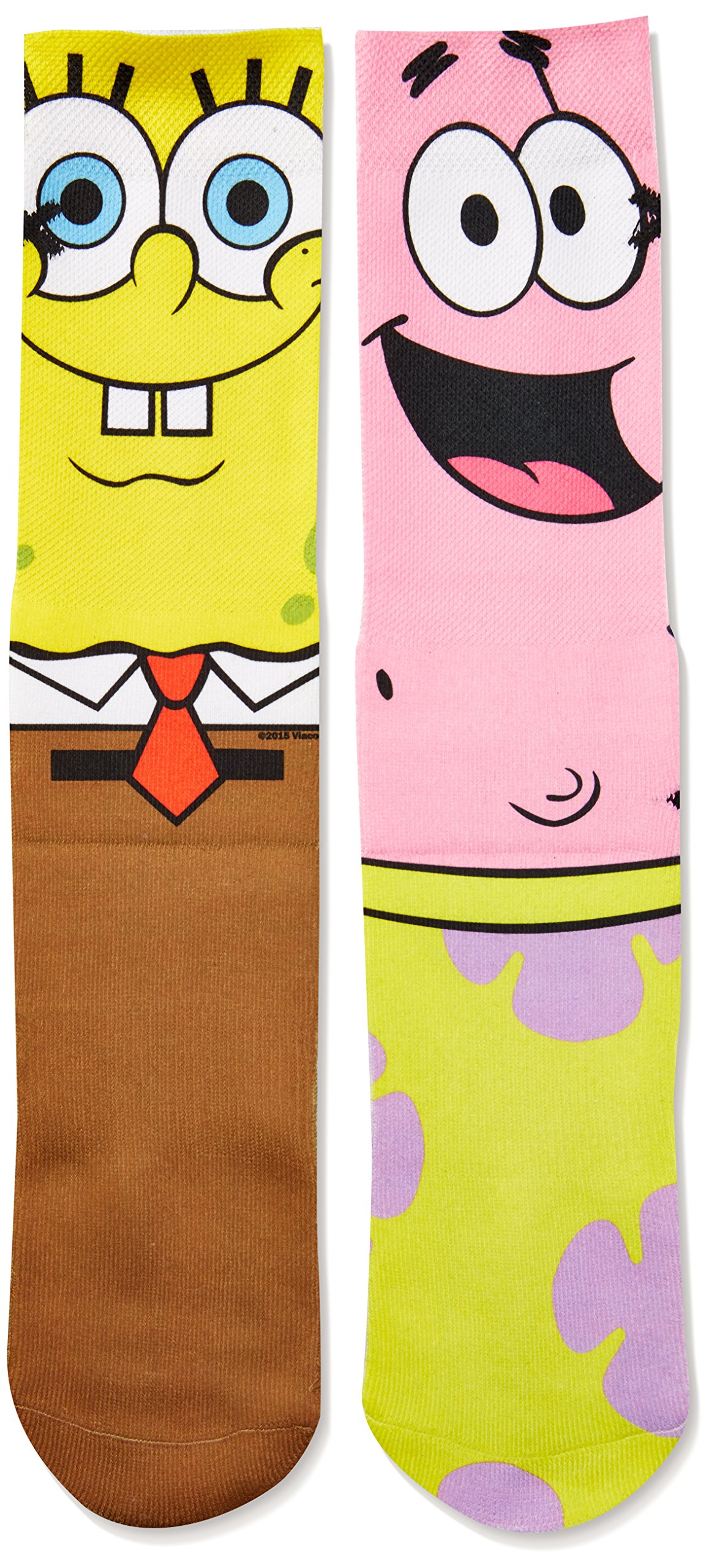 Odd Sox Men's Spongebob and Patrick Socks - Fun Cartoon Character Crew Socks for Men - Perfect Gift for Fans, Comfortable & Breathable - Great for Casual Wear, Cosplay, and Gag Gifts
