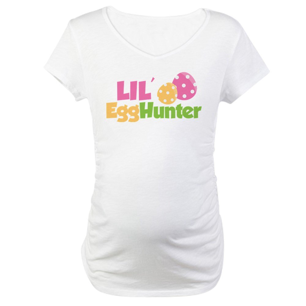 Easter Maternity T-Shirt for Women - Cute 'Lil Egg Hunter' Graphic Tee - Perfect for Easter Sunday, Baby Showers & Pregnancy Announcements