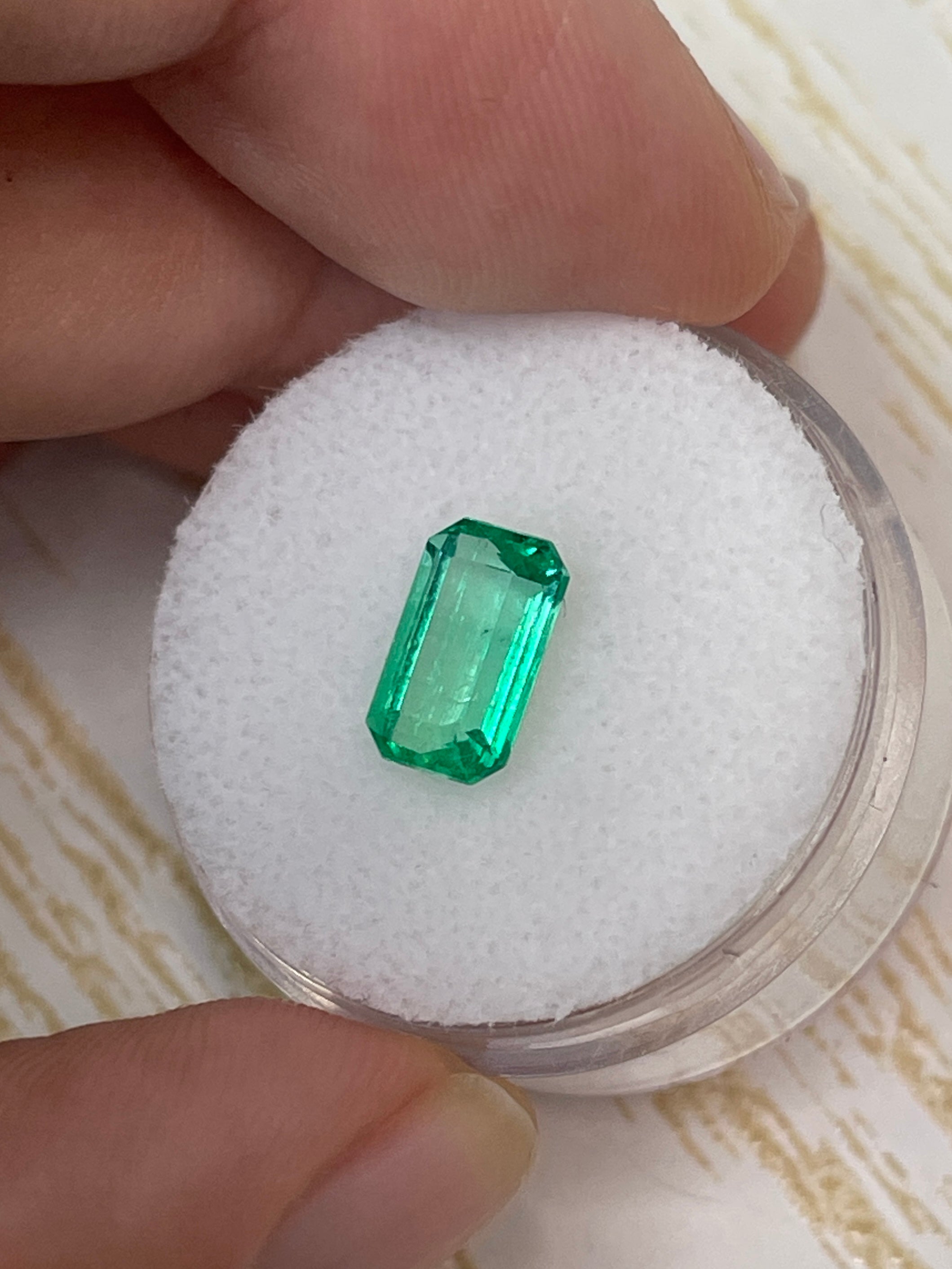 1.68 Carat 9x6mm Yellowish Green Natural Loose Colombian Emerald - Emerald Cut Gemstone for Jewelry Making, Engagement Rings & Collector's Specimen