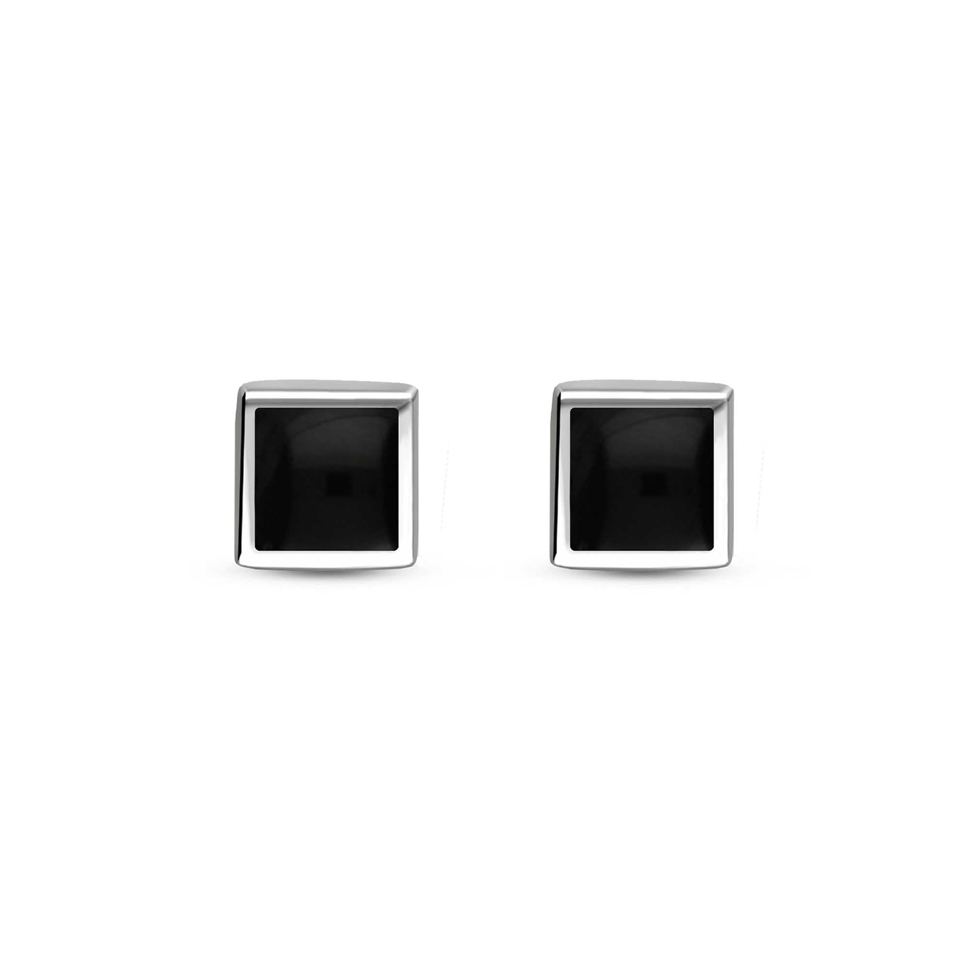 Whitby Jet Sterling Silver Large Square Stud Earrings for Women - Elegant Gothic Jewelry for Parties, Weddings & Everyday Wear