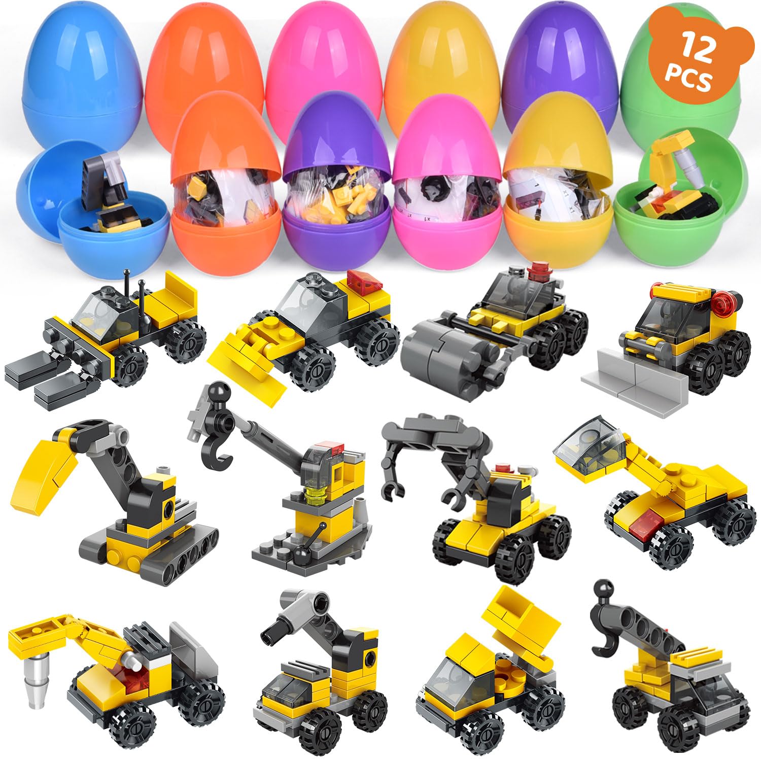 12PCS Easter Egg Building Blocks - Fun Educational Toys for Kids, Easter Basket Stuffers, Easter Egg Hunt Party Favors | Perfect for Classroom Activities, Holiday Gifts & Creative Play