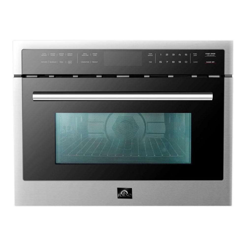 Forno 24 Inch 1.6 Cu. Ft. Built-In Compact Convection Microwave Oven - Stainless Steel (FMWDR3093 24) | Perfect for Small Kitchens, Apartments & RVs | Fast Cooking & Even Heating