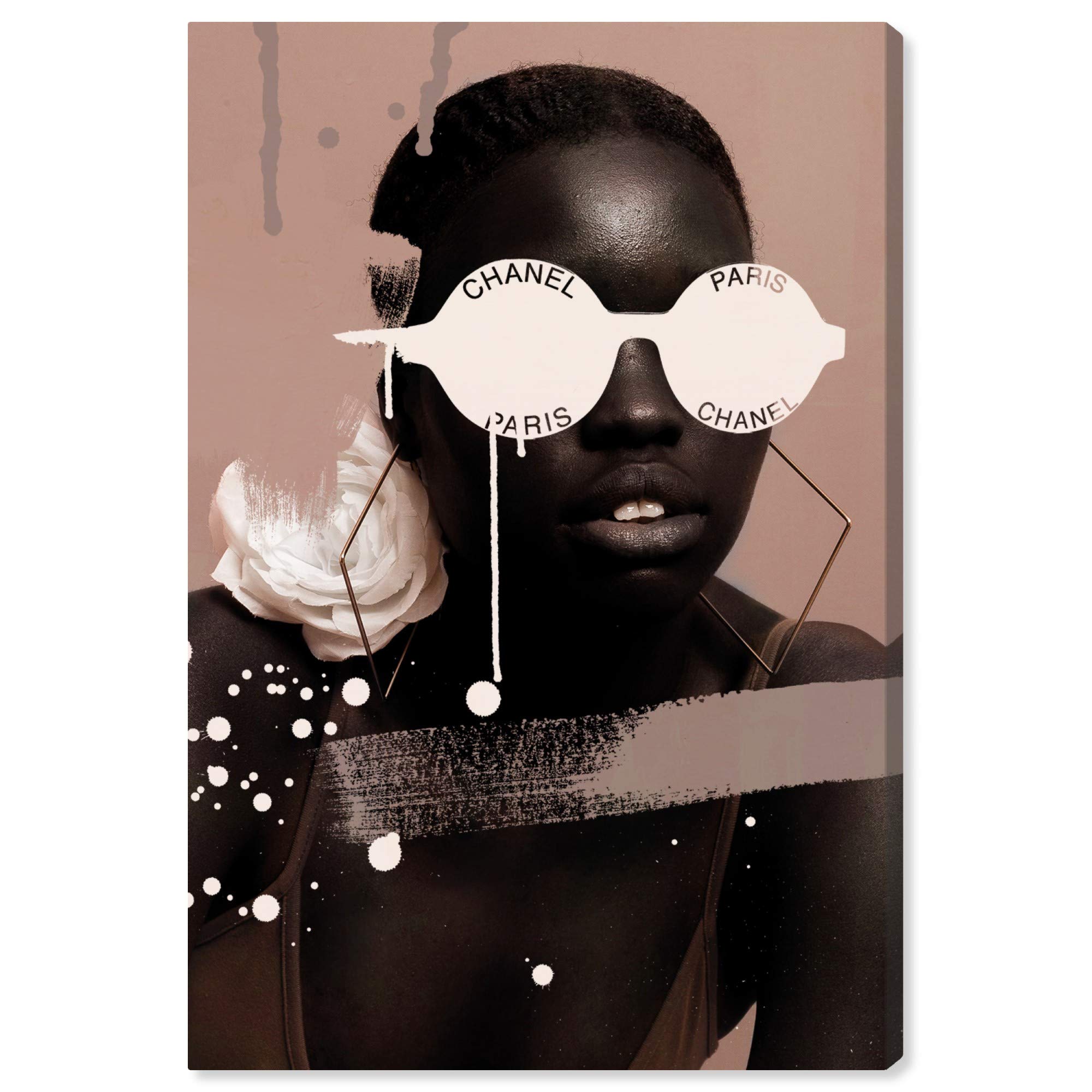 Wynwood Studio 'Painted Glamour' Fashion Wall Art Canvas Print - 24x36 Inches Brown & White Home Decor - Perfect for Living Room, Bedroom & Office Decoration