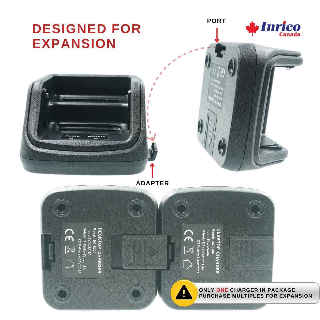 Inrico Dock Charger S200 - 6-Port Desktop Charging Station for S200 Portable PoC Radio | Fast Charging Solution for Public Safety & Emergency Communication Devices | Perfect for Police, Firefighters & Security Teams