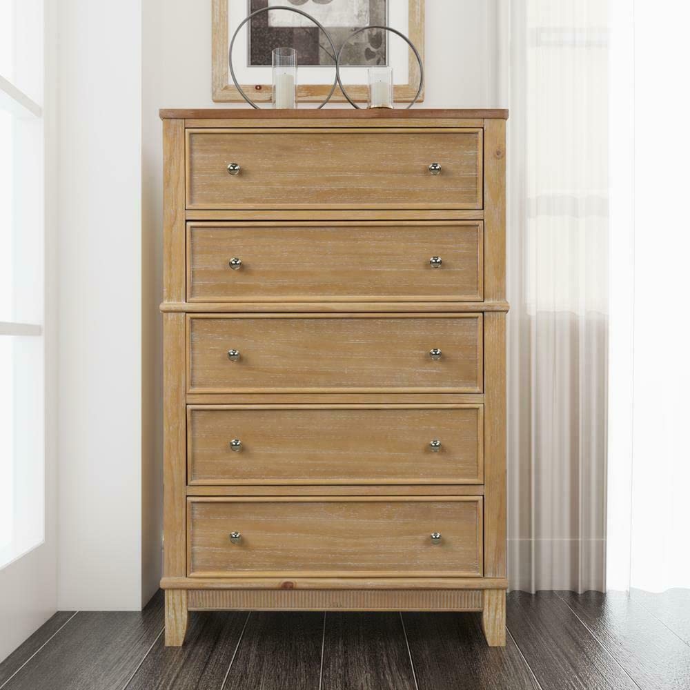 5-Drawer Dresser for Bedroom - Wooden Clothes Storage Cabinet with Smooth Gliding Drawers | Perfect for Organizing Clothes, Linens & Accessories in Master Bedroom, Guest Room or Dorm