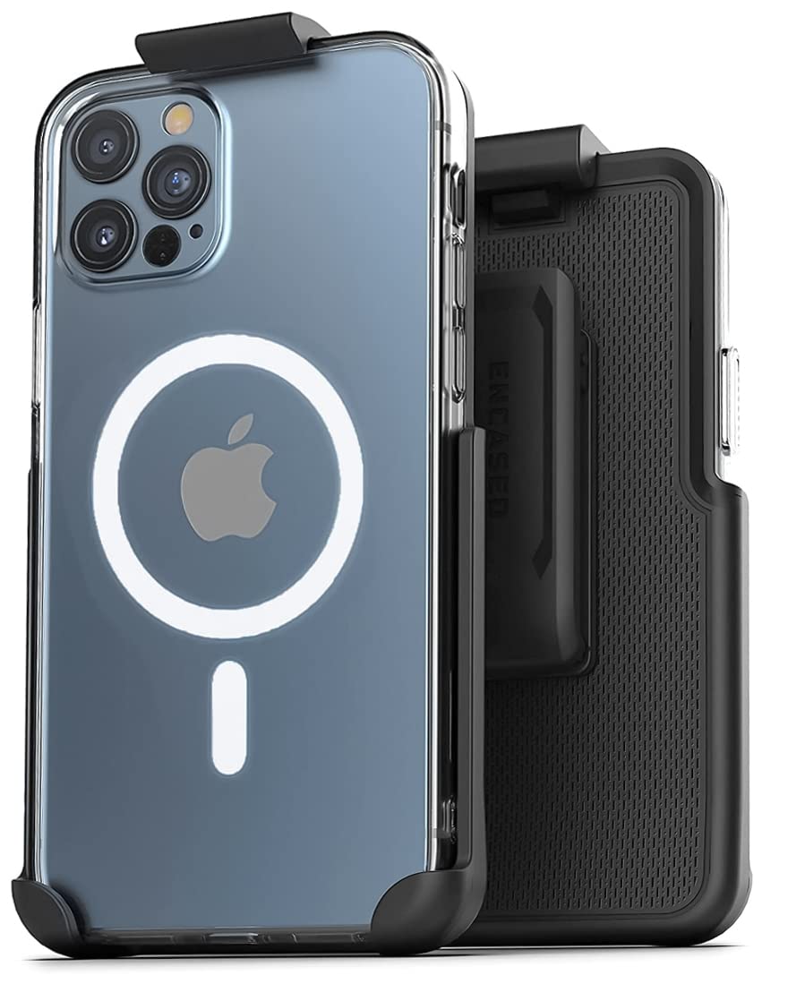 Magnetic Phone Case for iPhone 12/12 Pro with Belt Clip Holster - Clear MagSafe Compatible Protective Cover - Perfect for Work, Gym & Outdoor Activities