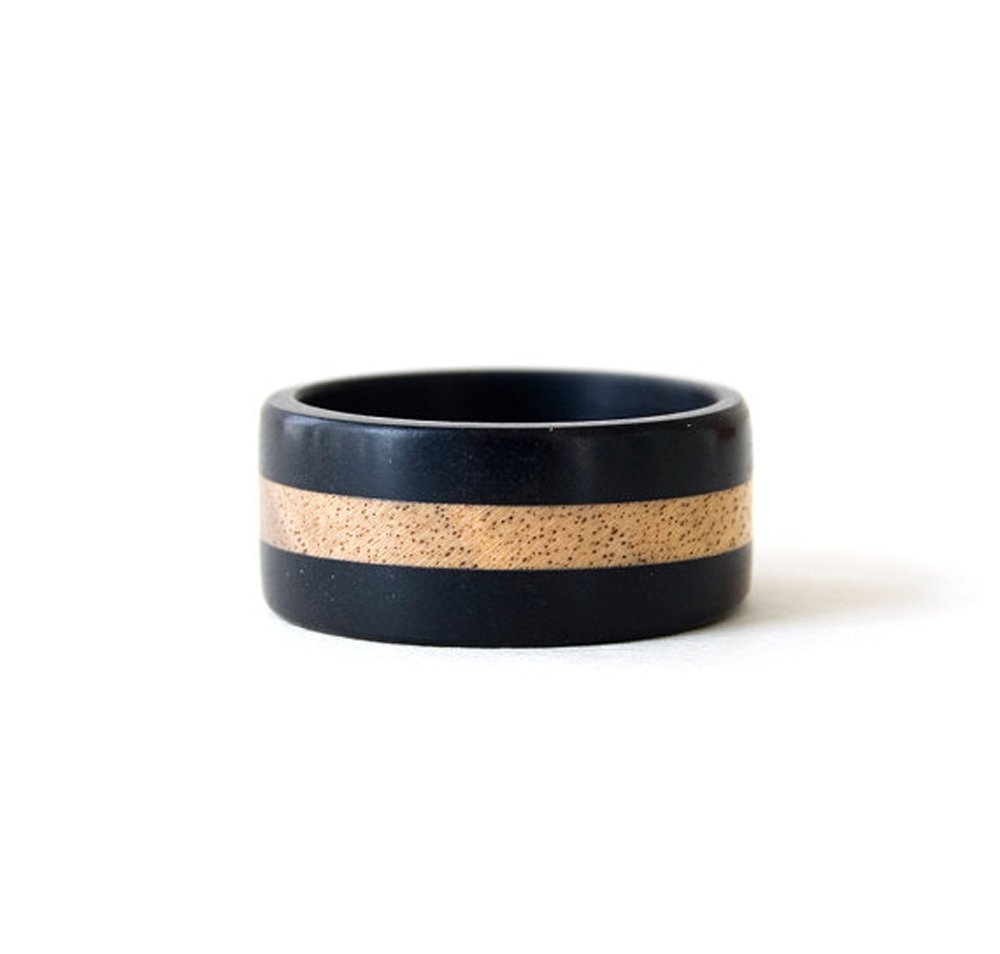 Handmade Wooden Wedding Rings Set - Natural Ebony Wood Bands for Men & Women - Eco-Friendly Wooden Jewelry for Couples, Engagements & Anniversaries