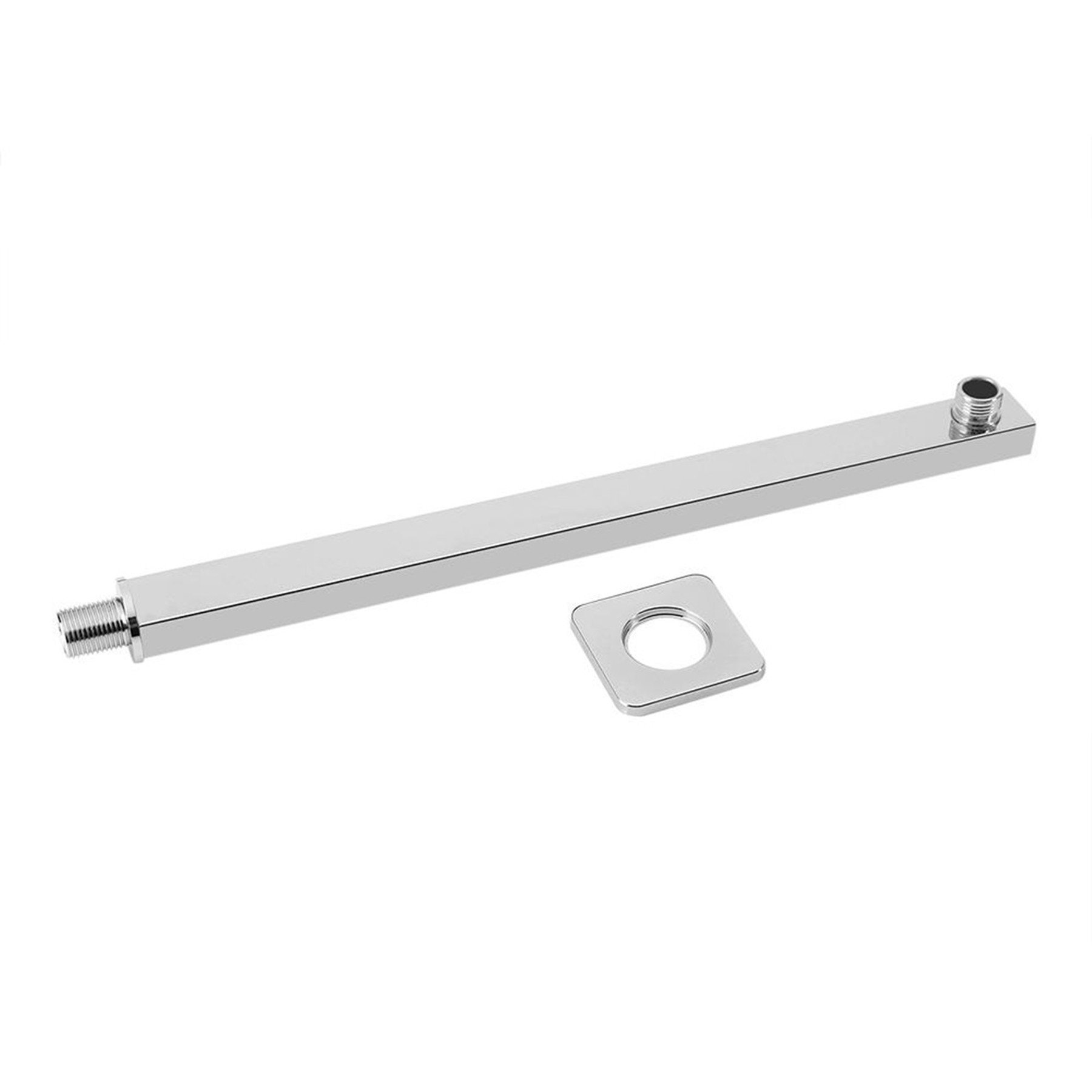 Yosoo 13.78 Inch Chrome Square Shower Extension Arm - Wall Mounted Fixed Rain Shower Head Bracket with Flange for Bathroom Renovation & Spa-Like Shower Experience