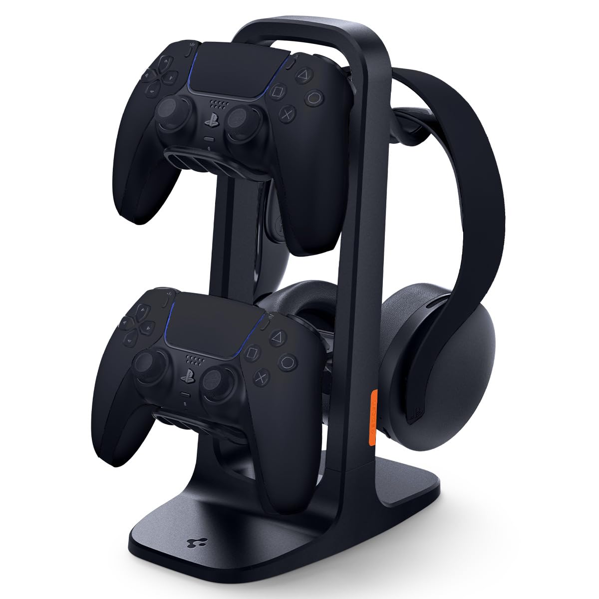 Spigen Universal Gaming Controller & Headset Stand - 2 Tier Organizer for PlayStation 5, Xbox Series X, Nintendo Switch, Razer & PC Headsets with Cable Management - Perfect for Gaming Setup & Desk Organization (Black)