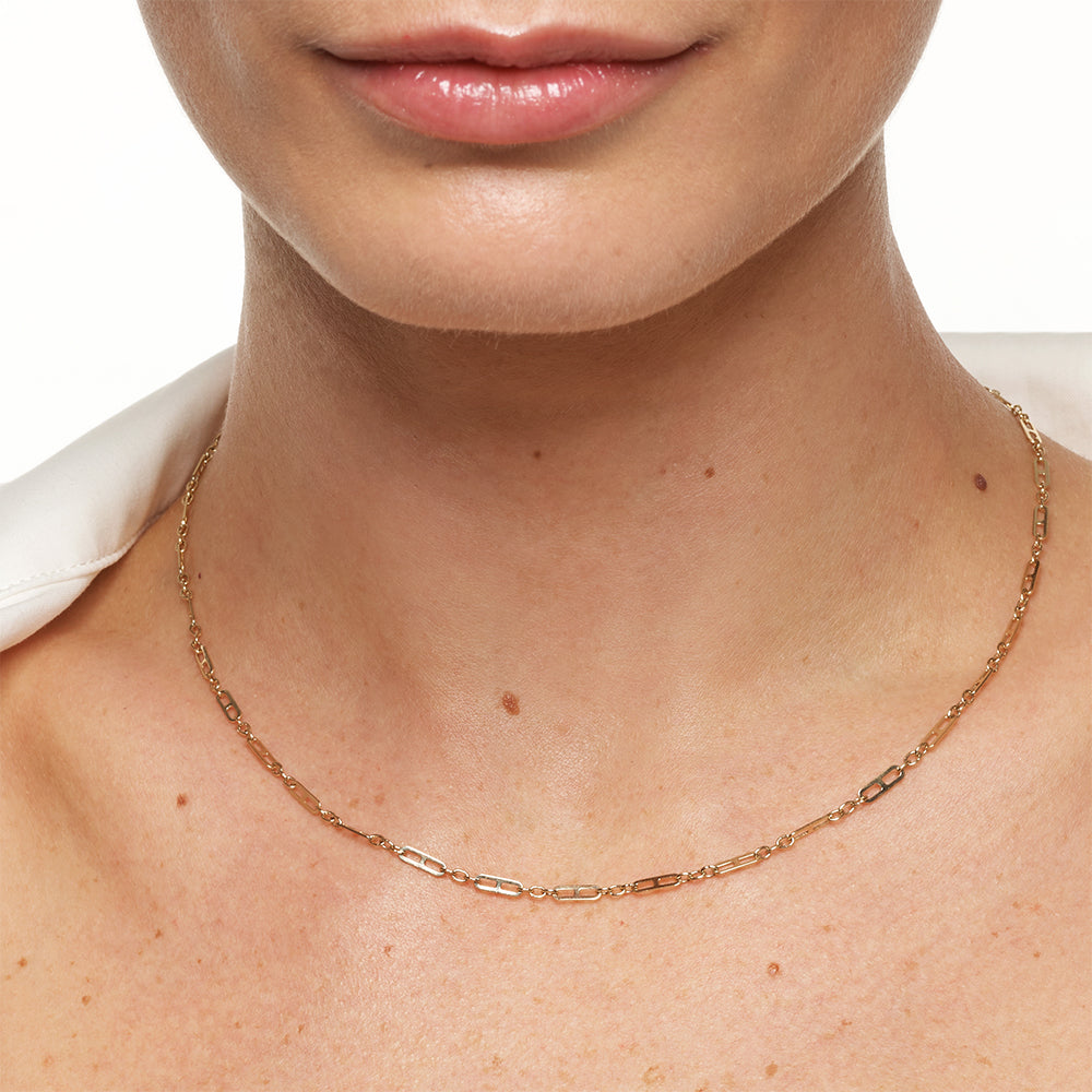 10k Gold Anchor Paperclip Chain Necklace - Dainty Layering Jewelry for Women, Perfect for Everyday Wear & Gift Giving