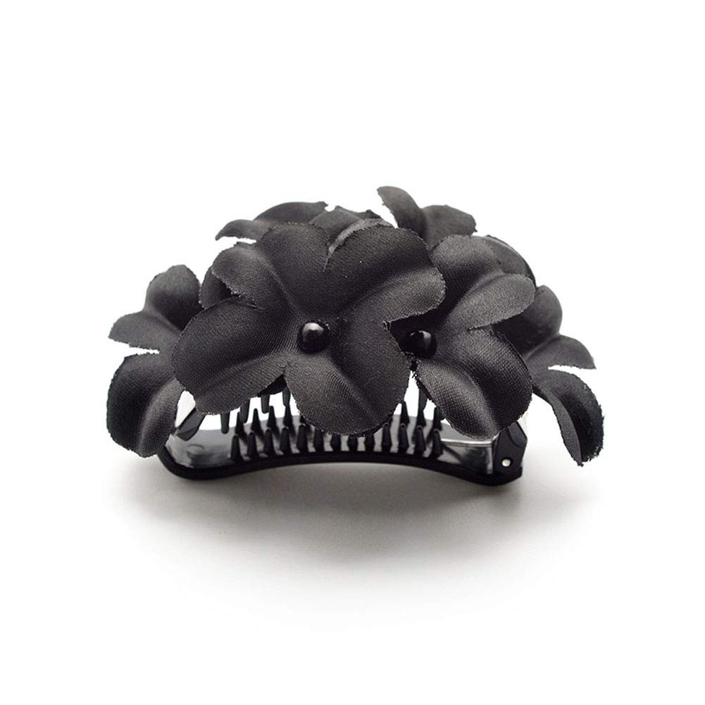 3PCS Women's Floral Hair Clips - Elegant Banana Hair Clips with Comb, Hair Clincher & Ponytail Holder for Women (Perfect for Weddings, Parties & Everyday Styling)