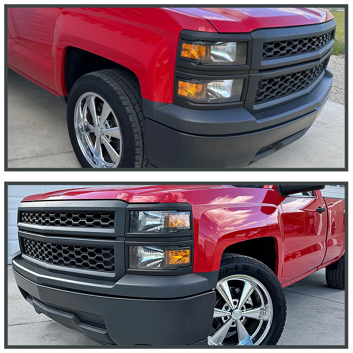 Spec-D Tuning Black Headlights with Black Trim for 2014-2015 Chevy Silverado 1500 - Left & Right Pair Headlight Assembly - Upgrade Your Truck's Style & Night Visibility (Perfect for Off-Roading & Night Driving)