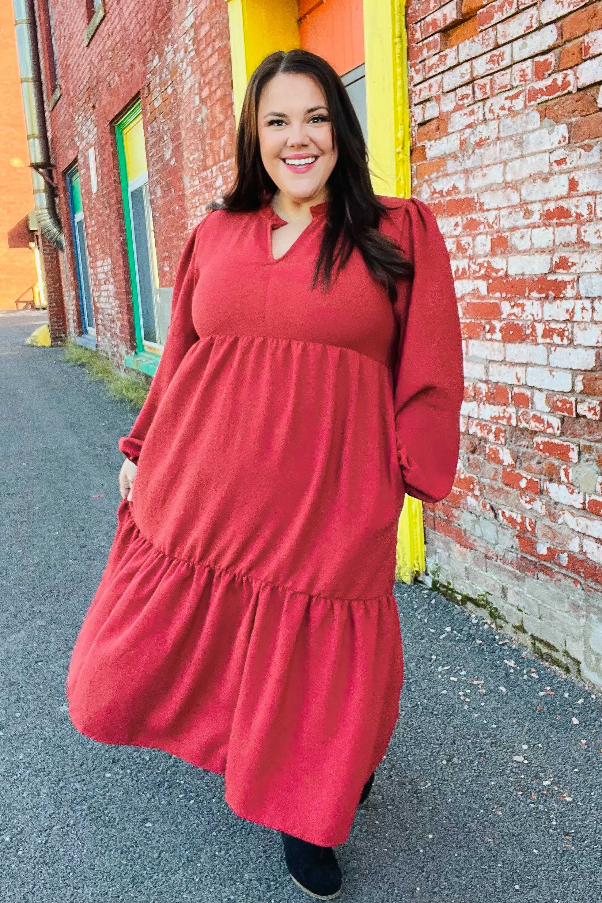 Elegant Notched Neck Frill Hem Tiered Maxi Dress for Women - Boho Summer Beach Party, Wedding Guest, Vacation Outfit