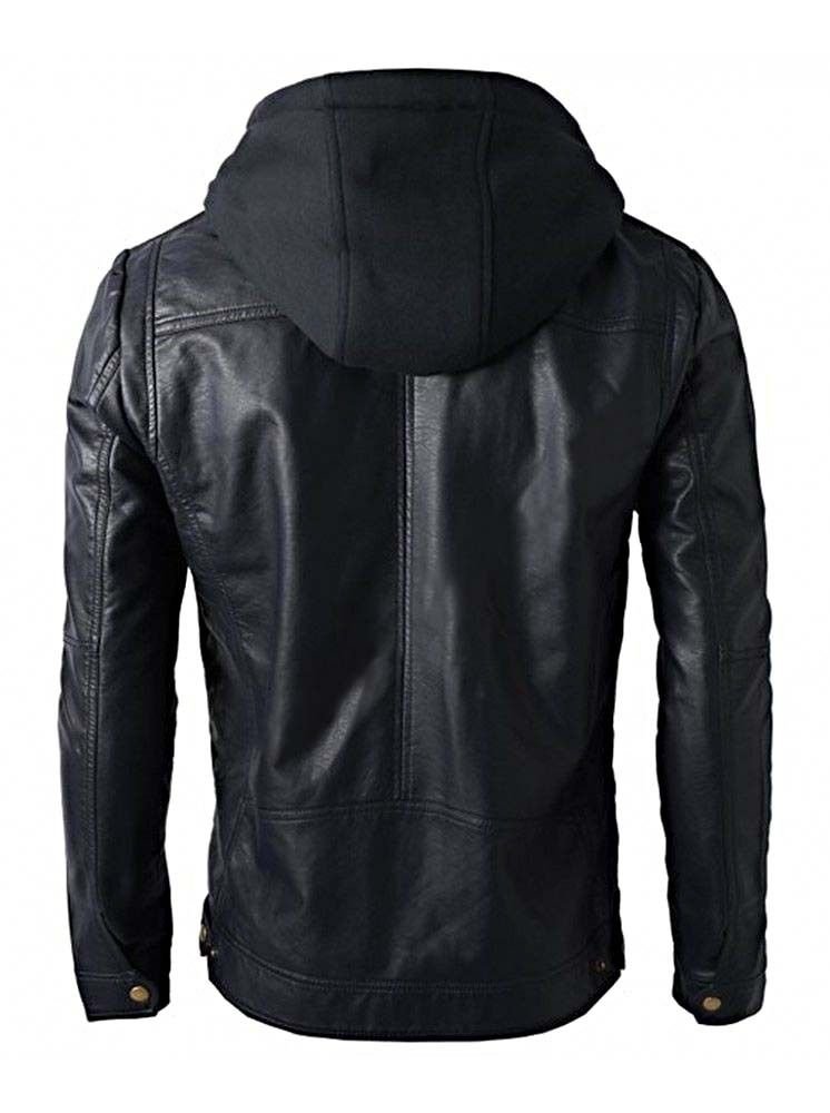 Men's Slim Fit Hooded Biker Leather Jacket - Stylish Motorcycle Jacket for Riding & Casual Wear - Perfect for Urban Fashion & Outdoor Adventures