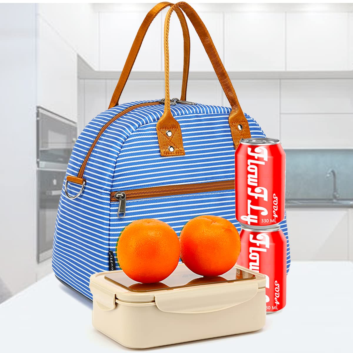 FlowFly Insulated Lunch Bag with Shoulder Strap - Large Reusable Freezable Lunch Tote for Men, Women & Kids - Perfect for Work, School, Picnics & Meal Prep - Royal Blue