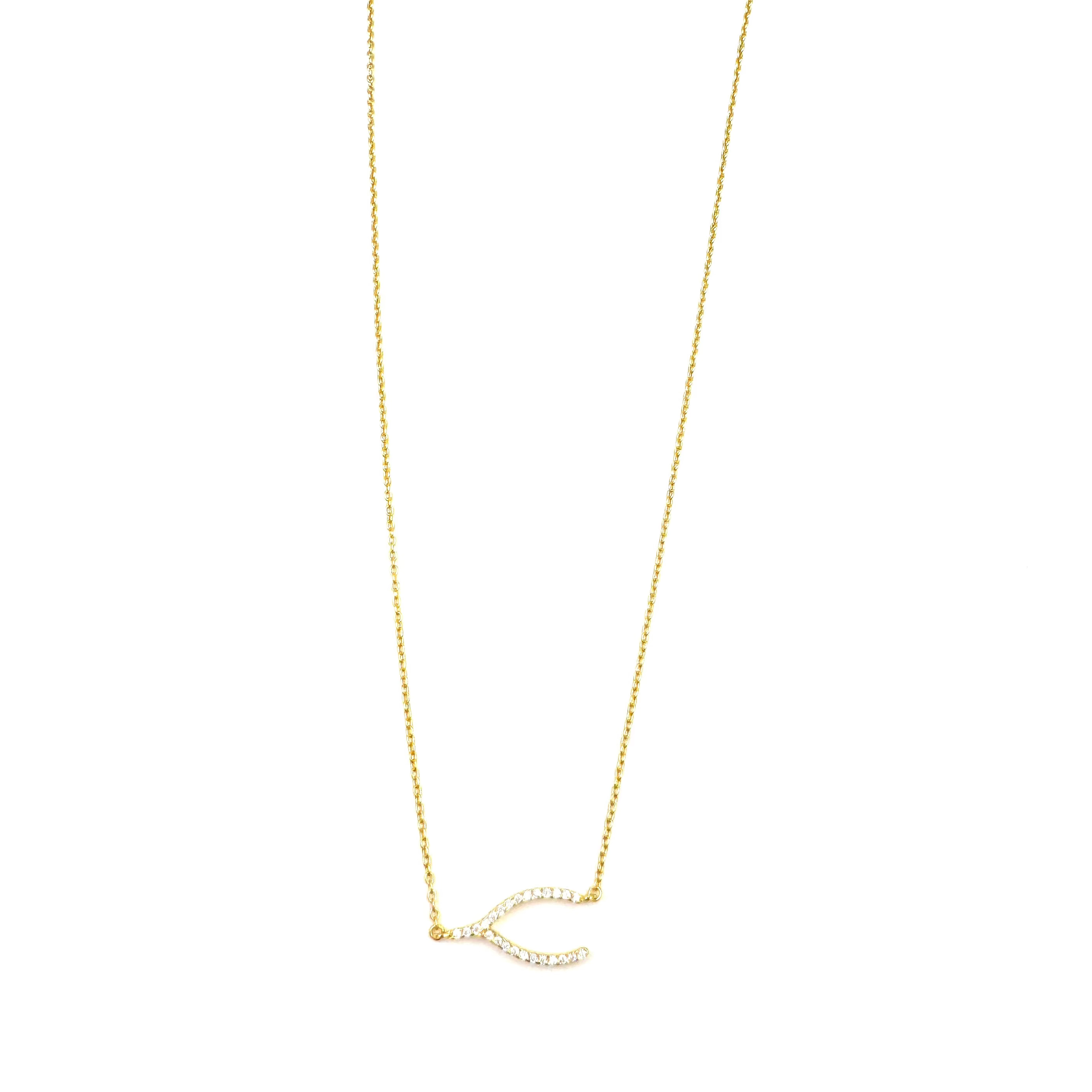 Ashley Gold Sterling Silver Gold Plated Horseshoe Pendant Necklace with CZ Stones - Perfect for Good Luck Gifts & Everyday Jewelry