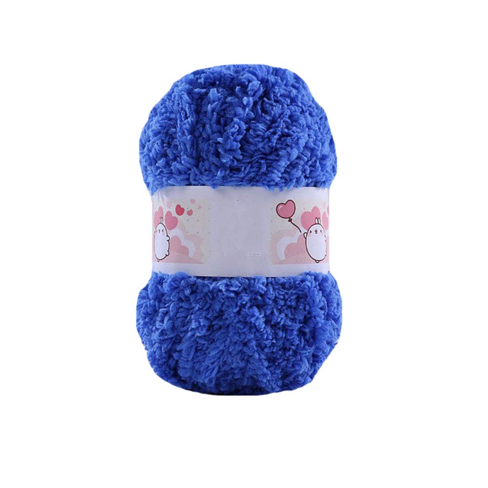 500g Royal Blue Coral Fleece Terry Knitting Yarn - Soft Fuzzy Velvet Polyester Yarn for DIY Crochet Projects, Doll Making, Blankets, Sweaters, Scarves & Handbags | Perfect for Winter Crafts & Cozy Home Decor