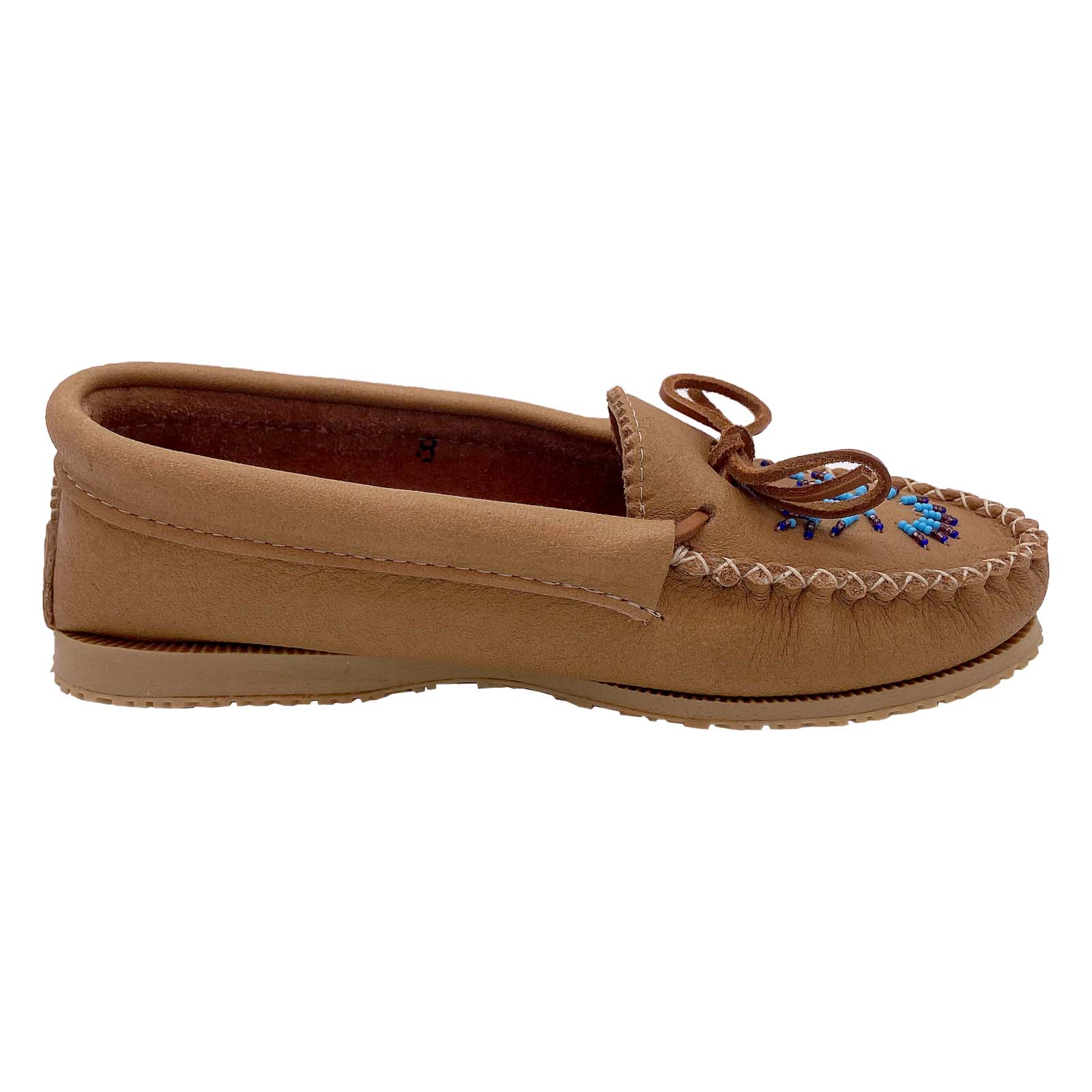 Women's Beaded Moccasin Shoes with Comfortable Rubber Sole - Perfect for Casual Wear, Indoor Slippers & Boho Fashion Outfits