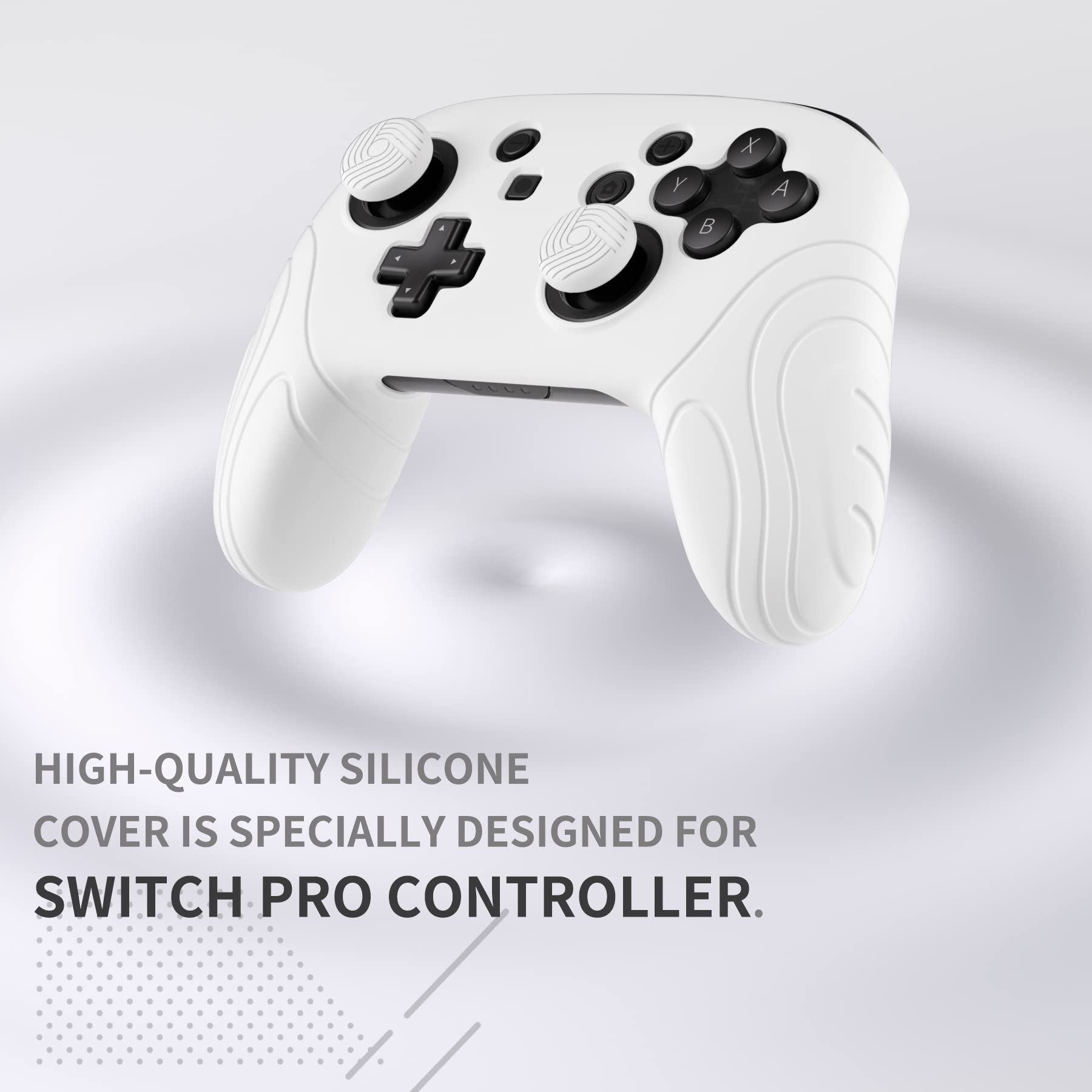 PlayVital Samurai Edition Ergonomic Silicone Case for Nintendo Switch Pro Controller - Soft Anti-Slip Grip Protector with Thumb Grip Caps (White) | Perfect for Gaming, Travel & Long Play Sessions