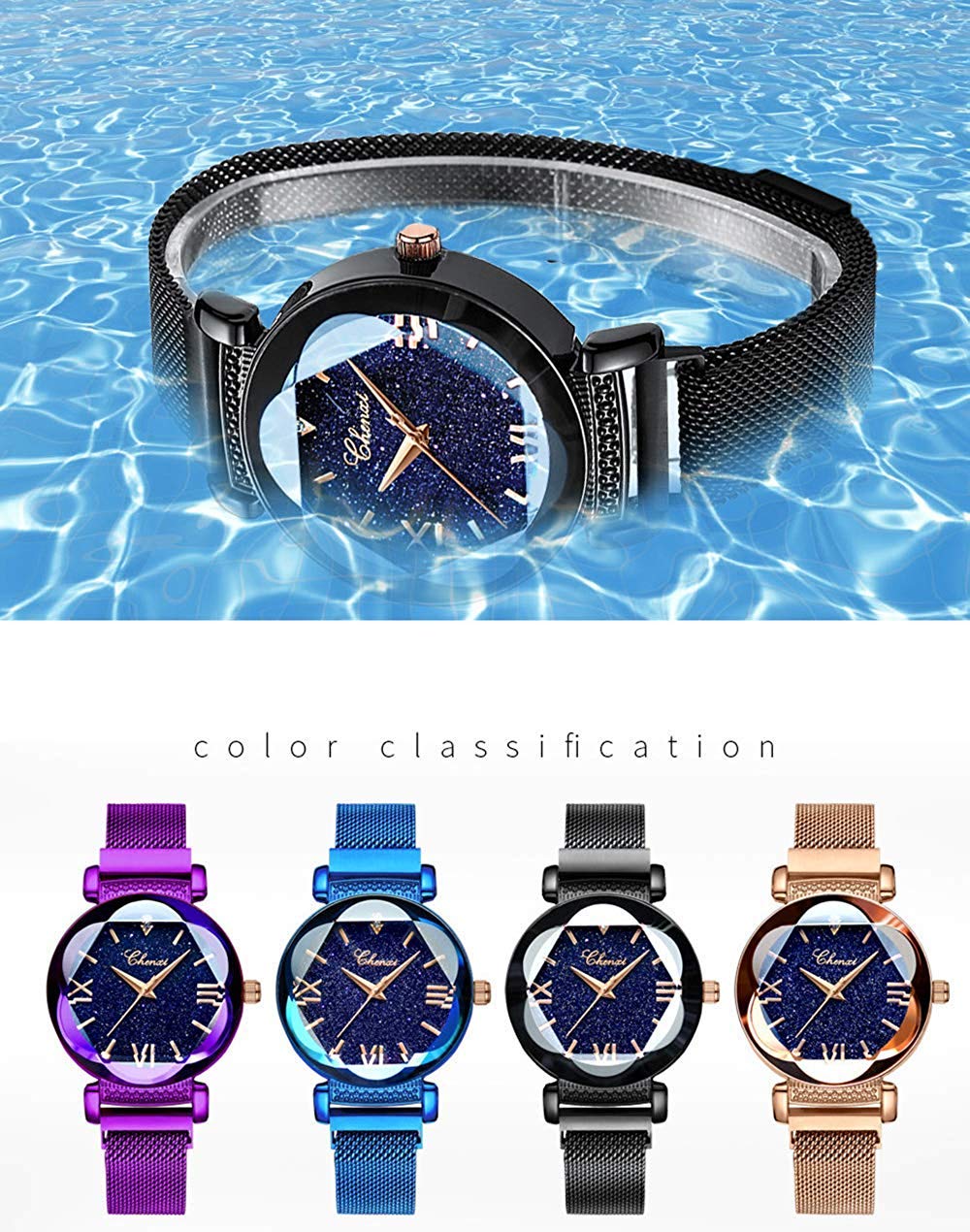 Stylish Magnetic Mesh Bracelet Watch for Women - Waterproof Quartz Watch - Perfect for Casual Wear, Office & Outdoor Activities