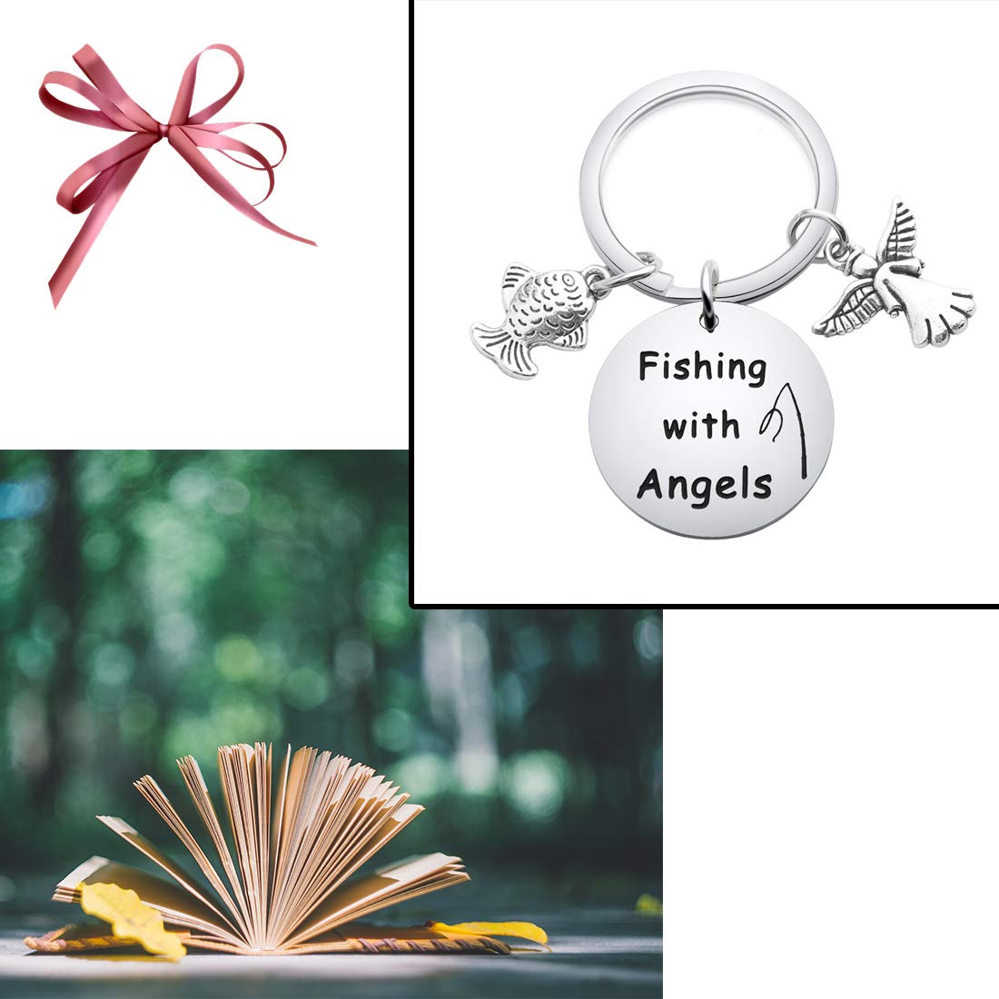 Memorial Keychain for Dad - Fishing with Angels Keepsake, RIP Gift for Father, Grandfather, Brother - Personalized Loss of Loved One Gift for Remembrance & Comfort (Great for Funerals, Memorials & Everyday Carry)