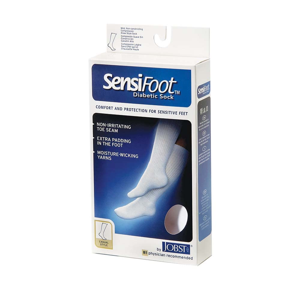 JOBST SensiFoot Diabetic Compression Socks 8-15 mmHg - Breathable Crew Socks for Circulation & Swelling Relief - Ideal for Diabetes, Travel & Long Hours Standing
