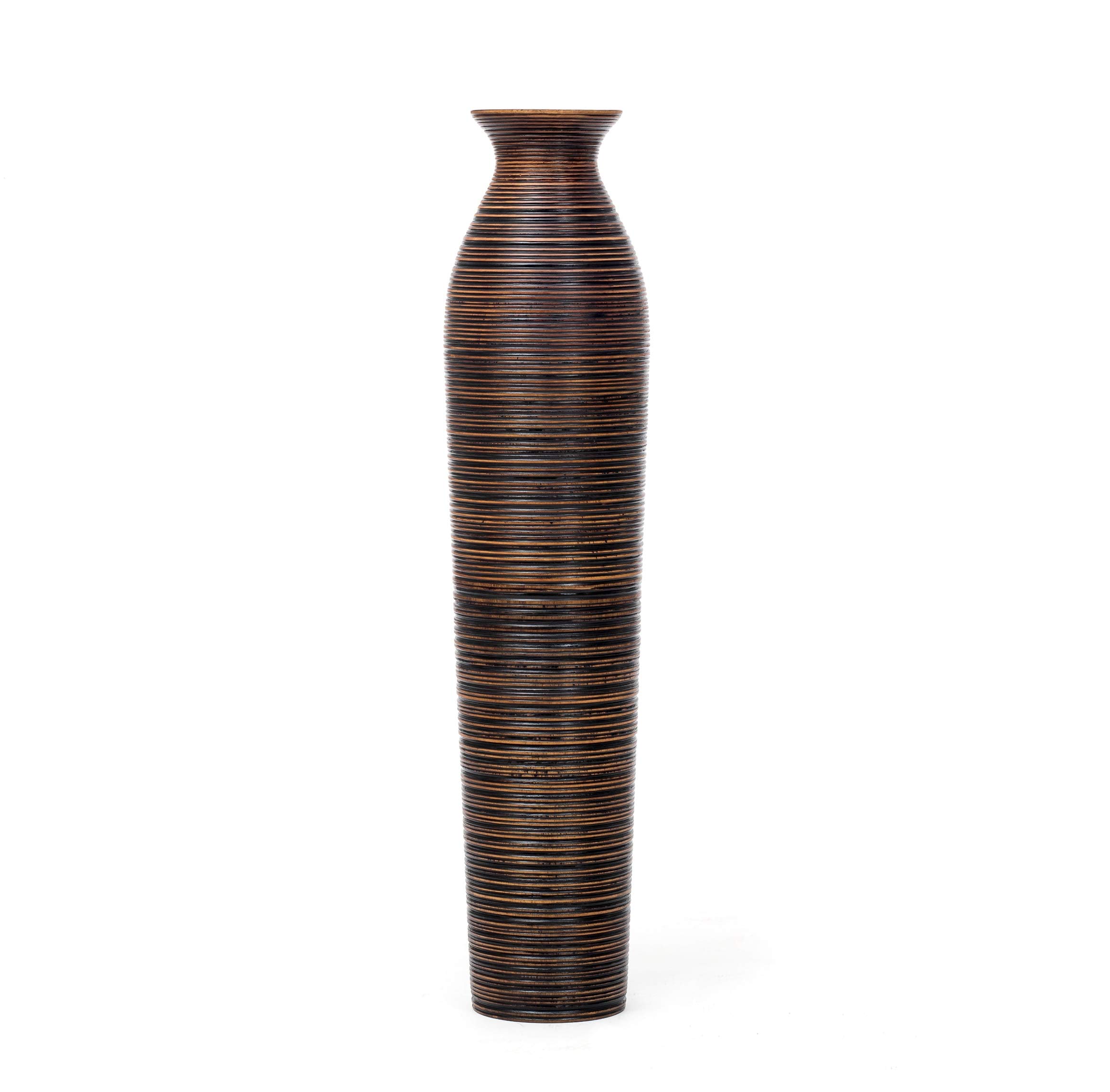 LEEWADEE 36 Inch Large Wooden Floor Vase - Handcrafted Brown Flower Holder for Decorative Branches, Dried Flowers & Home Decor - Perfect for Living Room, Entryway & Wedding Centerpiece Decorations