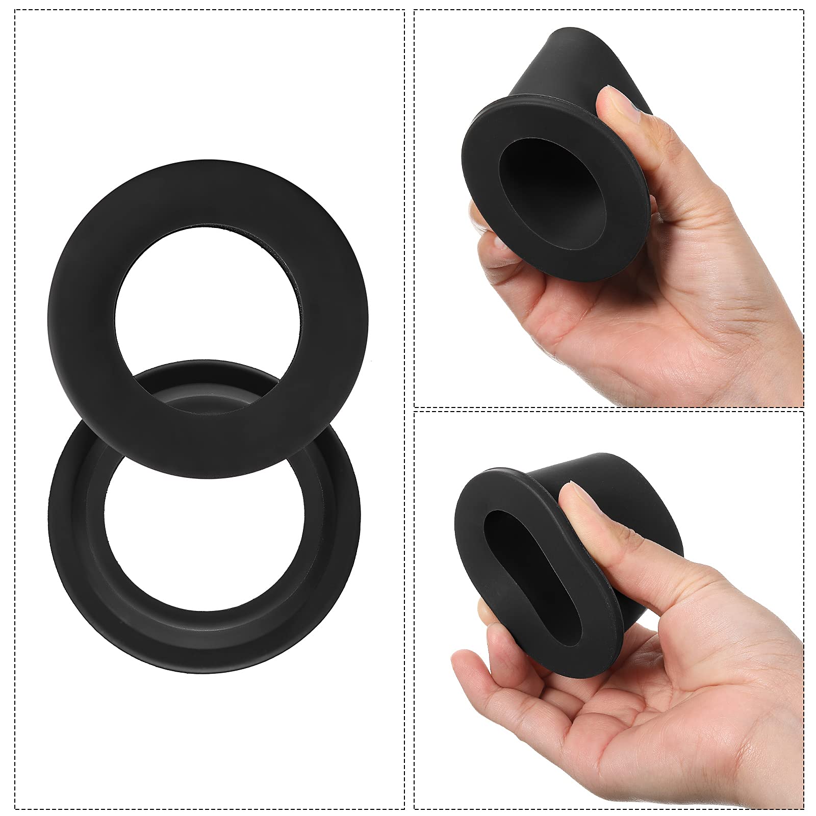 Outus Patio Table Umbrella Hole Ring - 4 Pack Black Umbrella Cone Wedge Plug & Stabilizer Sleeve for 2-2.5