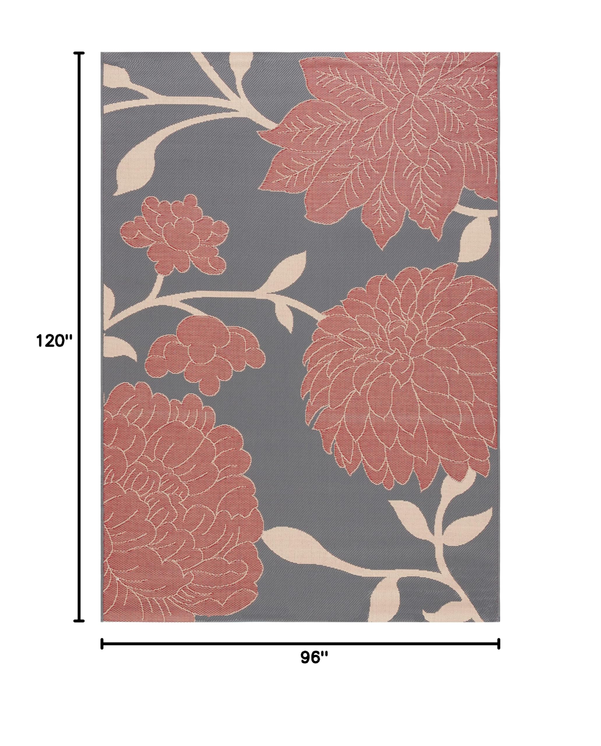 SAFAVIEH Courtyard Collection 8' x 10' Anthracite & Red Indoor Outdoor Rug - Waterproof, Easy Clean, Non-Slip - Perfect for Patio, Backyard, Mudroom, Deck & Poolside Use